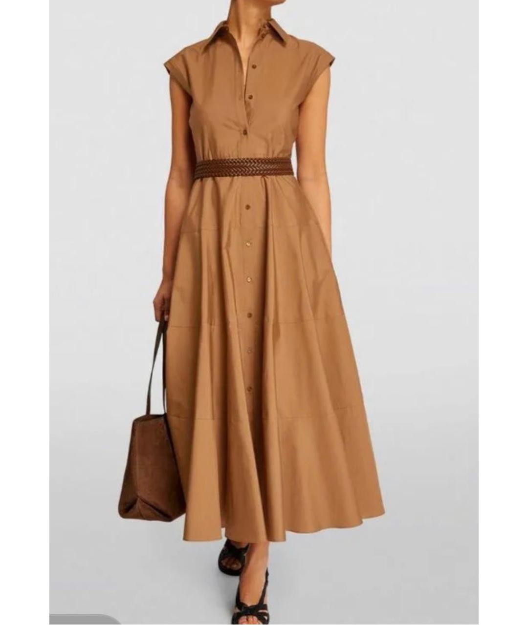 MAX MARA STUDIO Коричневое хлопковое повседневное платье, фото 6