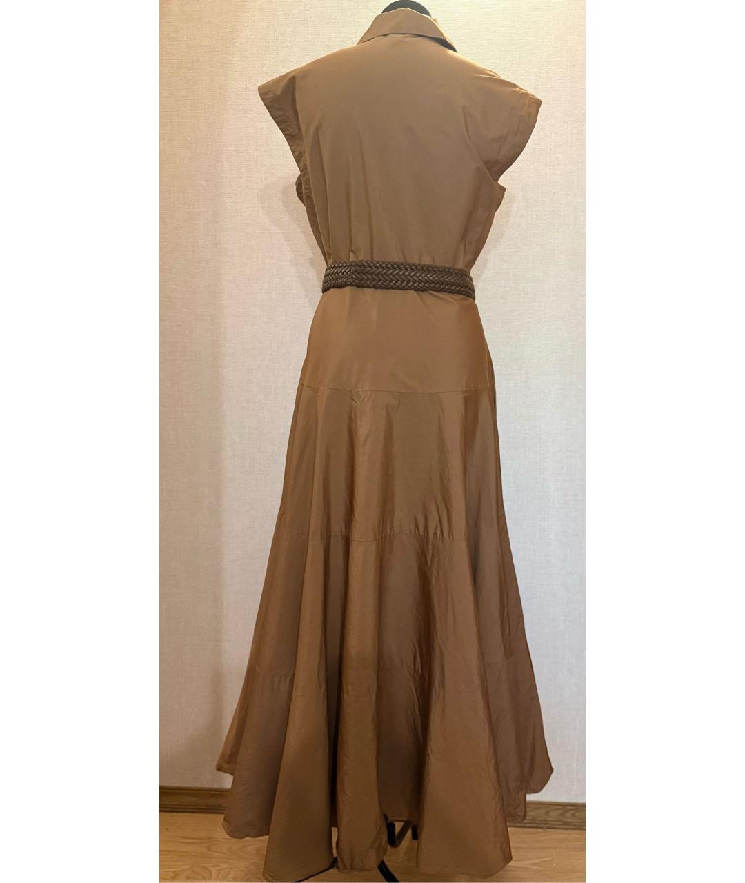 MAX MARA STUDIO Коричневое хлопковое повседневное платье, фото 2
