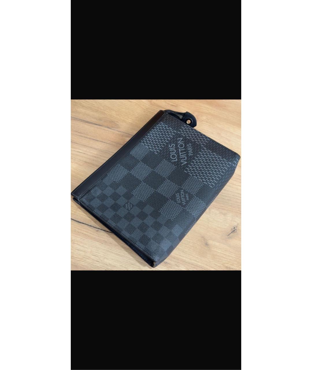 LOUIS VUITTON Серая кожаная папка для документов, фото 3