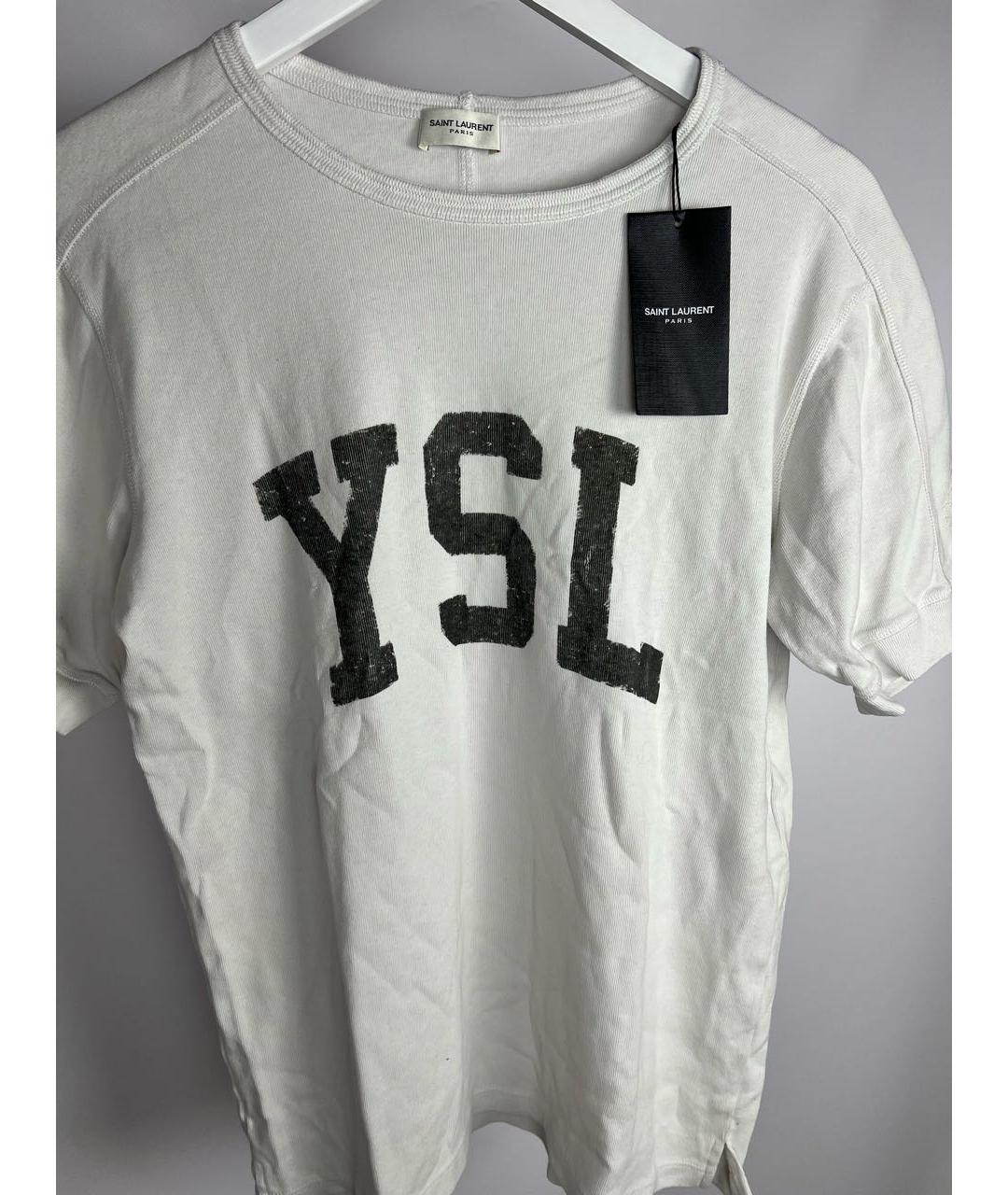 SAINT LAURENT Белая хлопковая футболка, фото 4
