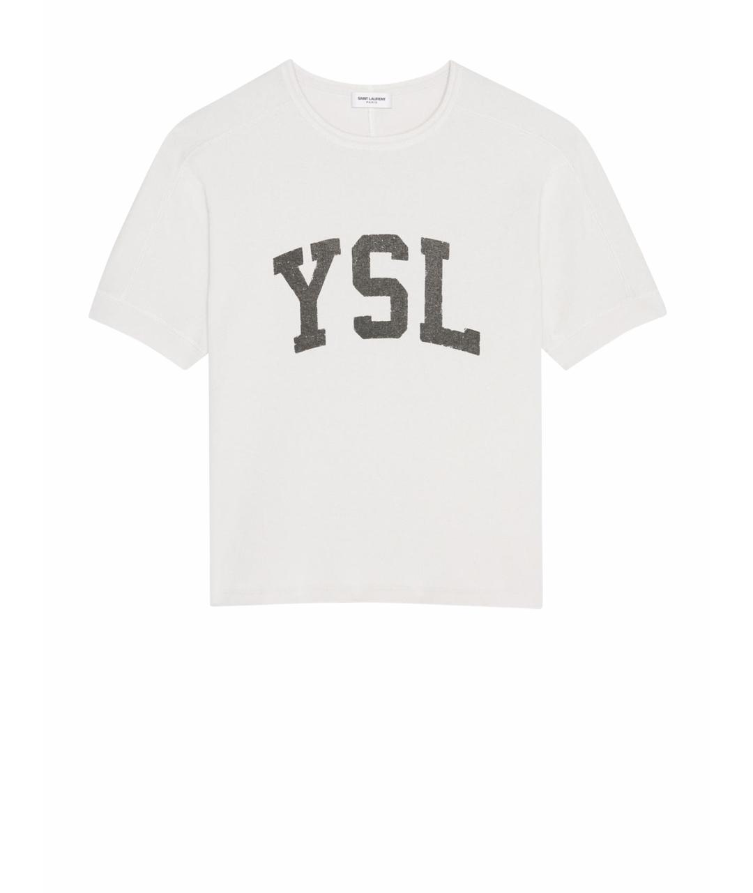 SAINT LAURENT Белая хлопковая футболка, фото 9