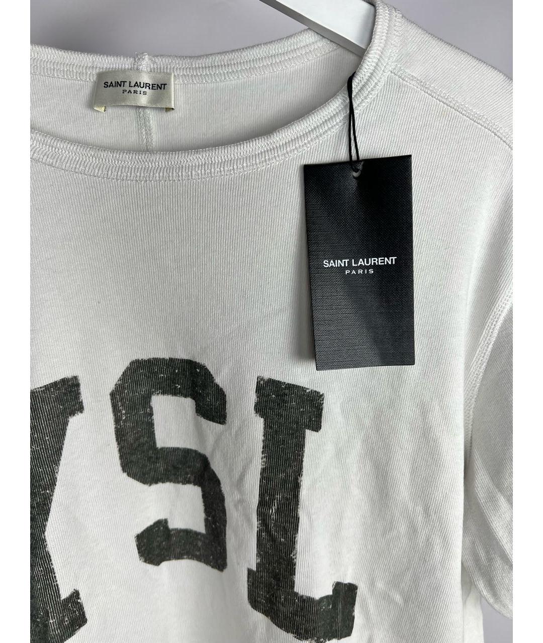 SAINT LAURENT Белая хлопковая футболка, фото 7