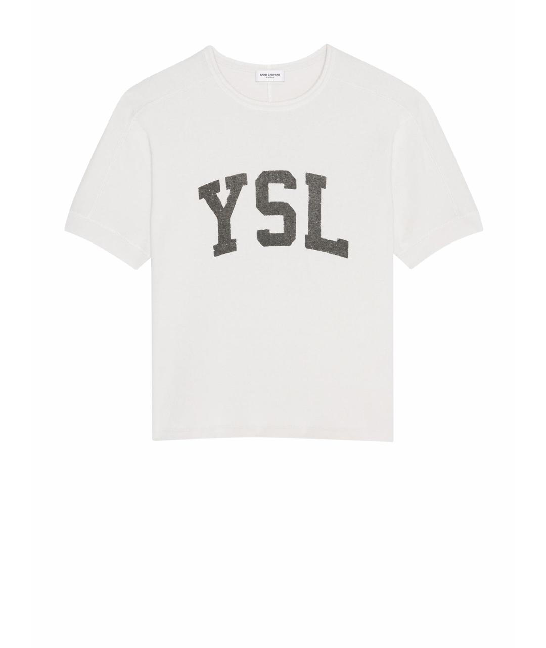 SAINT LAURENT Белая хлопковая футболка, фото 1