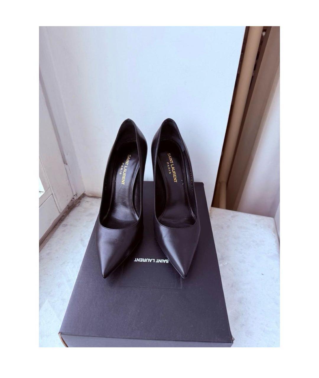 SAINT LAURENT Черные кожаные туфли, фото 2