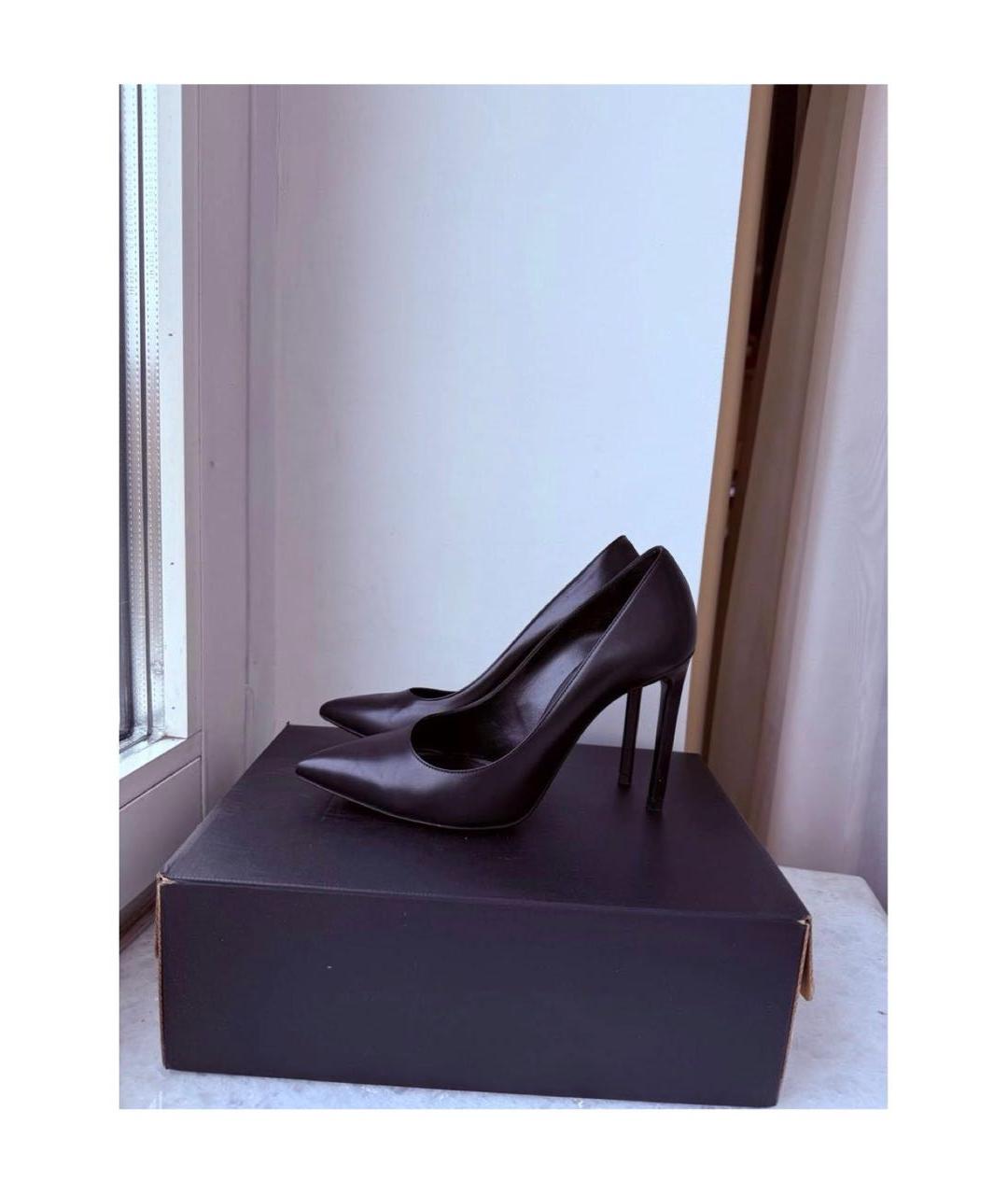 SAINT LAURENT Черные кожаные туфли, фото 4