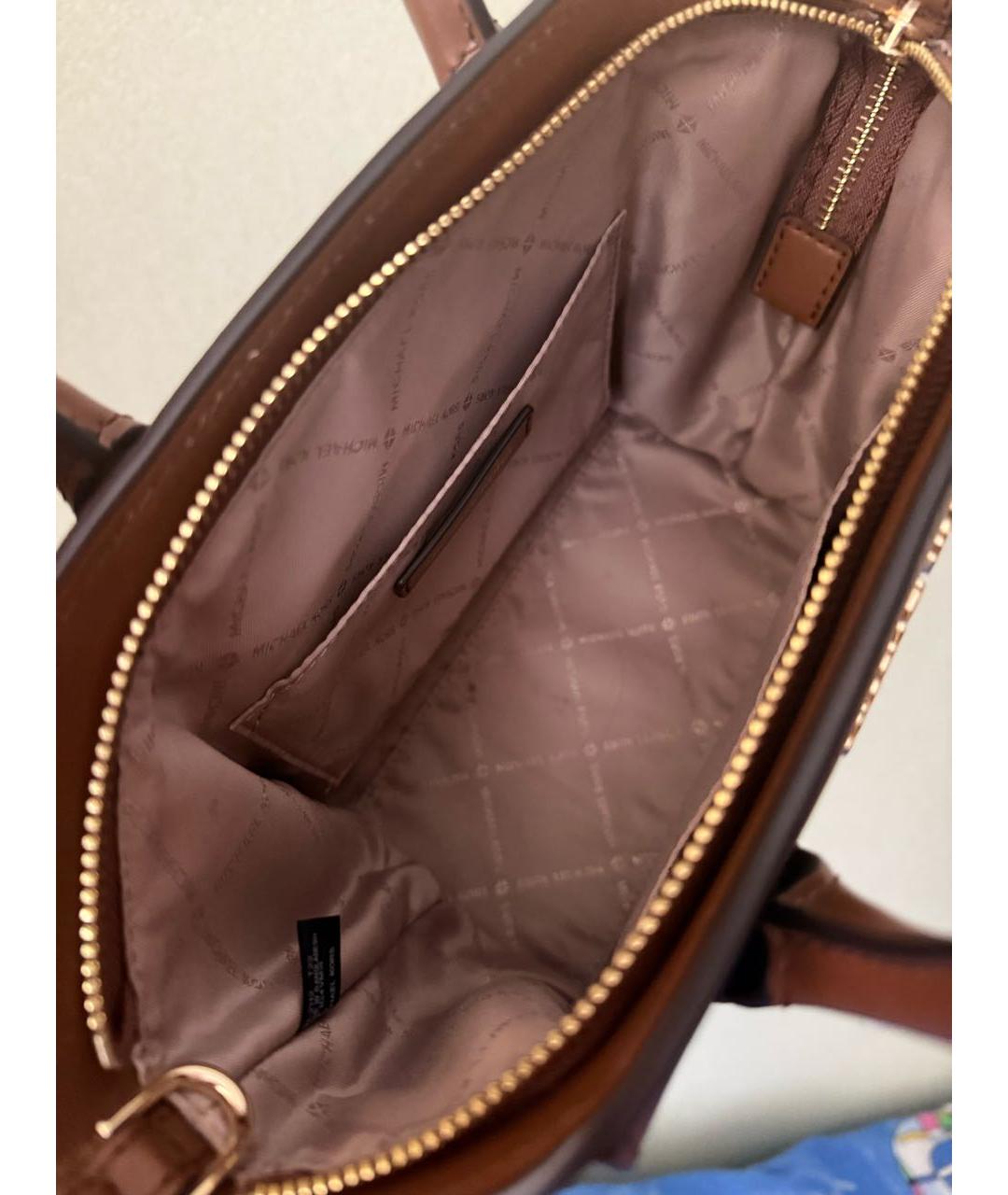 MICHAEL KORS Коричневая кожаная сумка с короткими ручками, фото 4