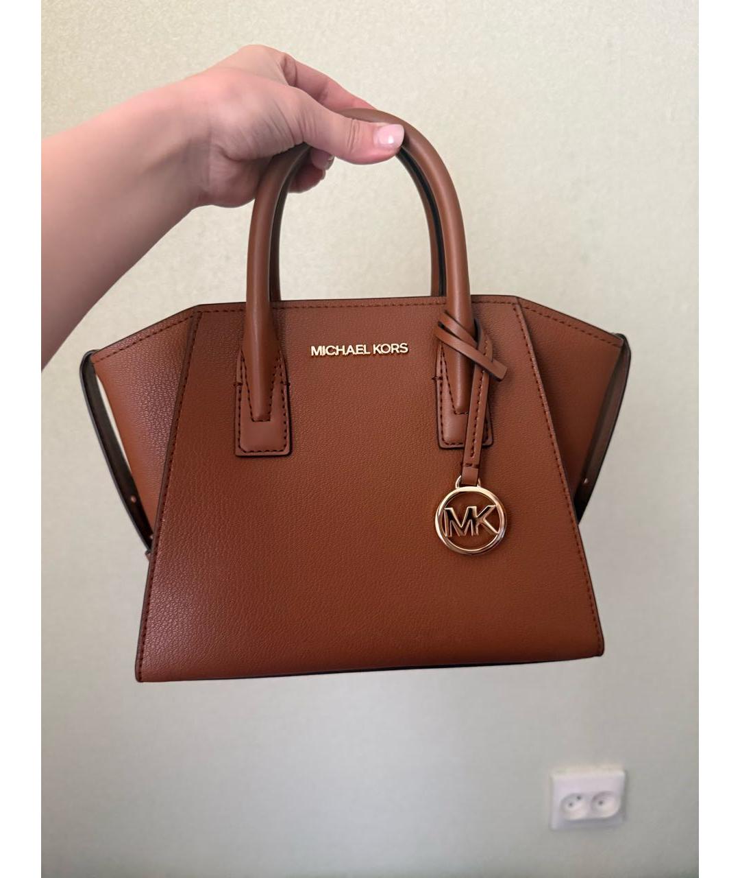 MICHAEL KORS Коричневая кожаная сумка с короткими ручками, фото 5