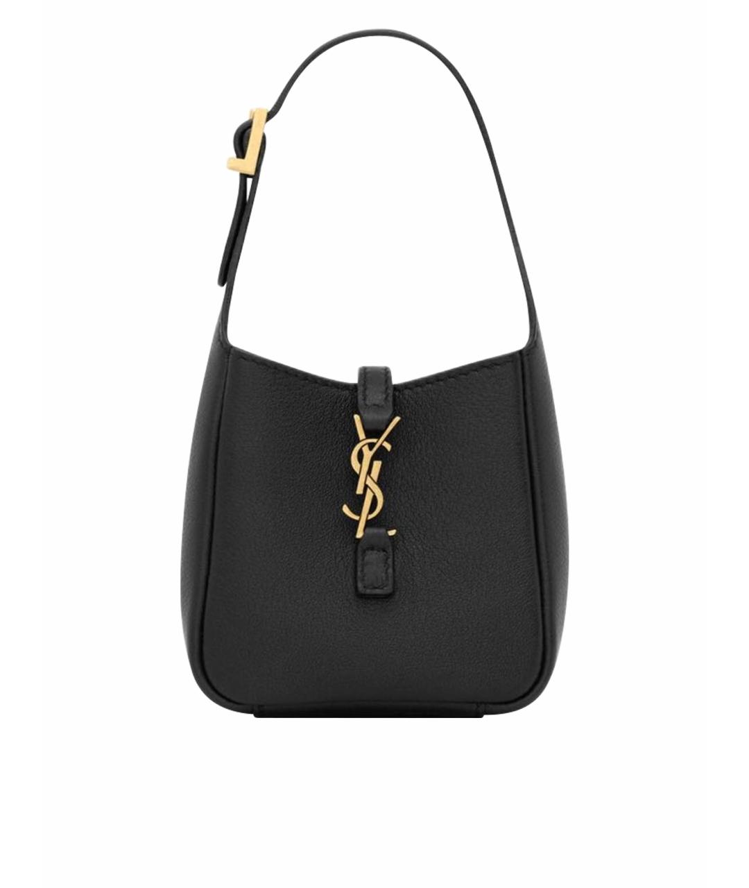 SAINT LAURENT Черная кожаная сумка с короткими ручками, фото 1