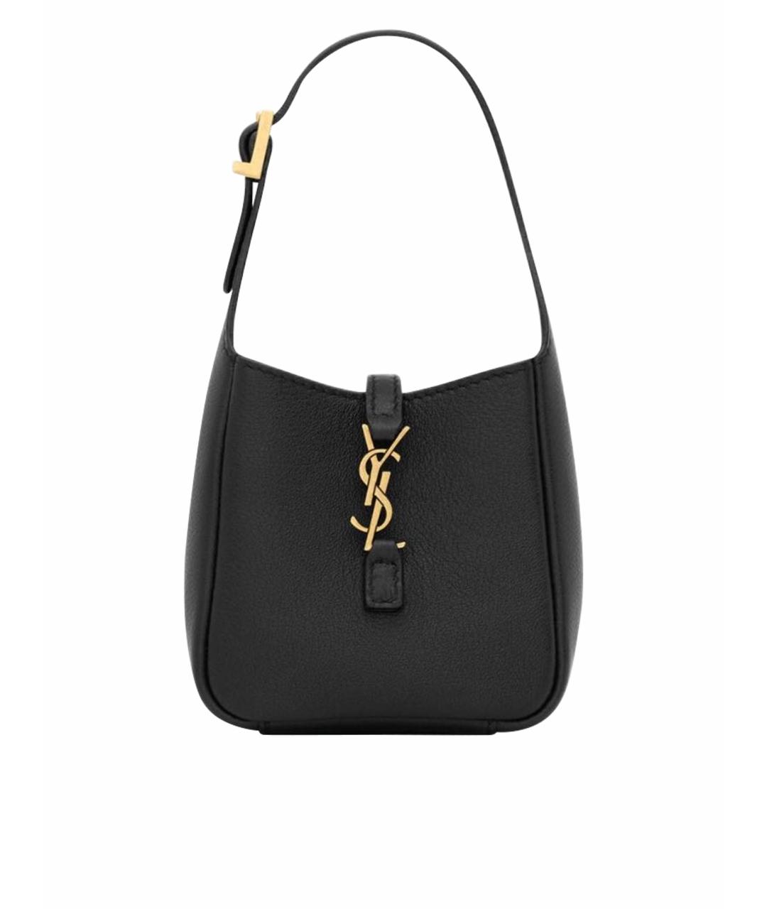 SAINT LAURENT Черная кожаная сумка с короткими ручками, фото 7
