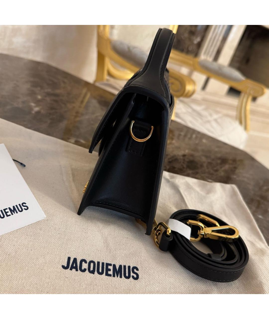 JACQUEMUS Черная кожаная сумка через плечо, фото 3