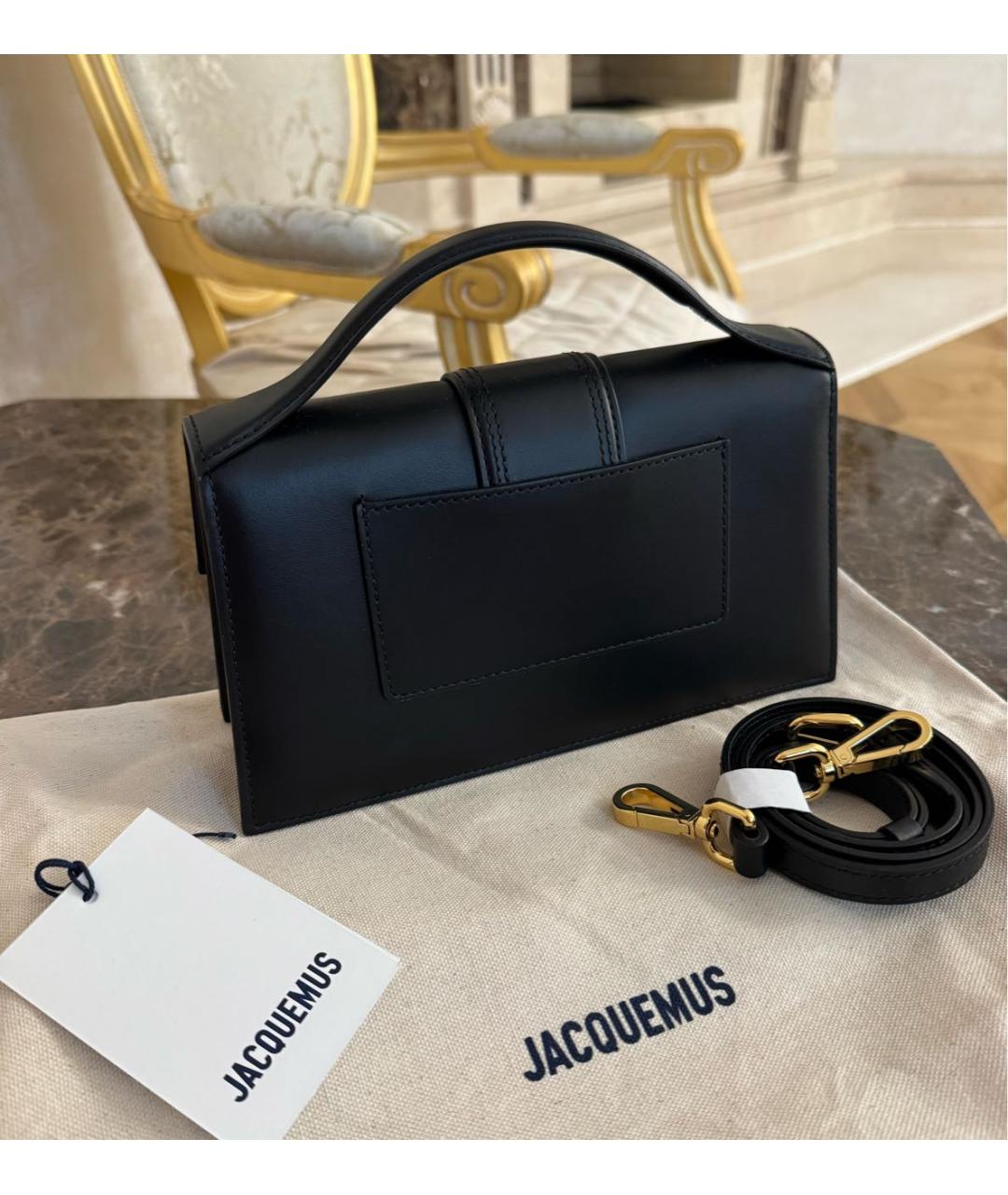 JACQUEMUS Черная кожаная сумка через плечо, фото 2