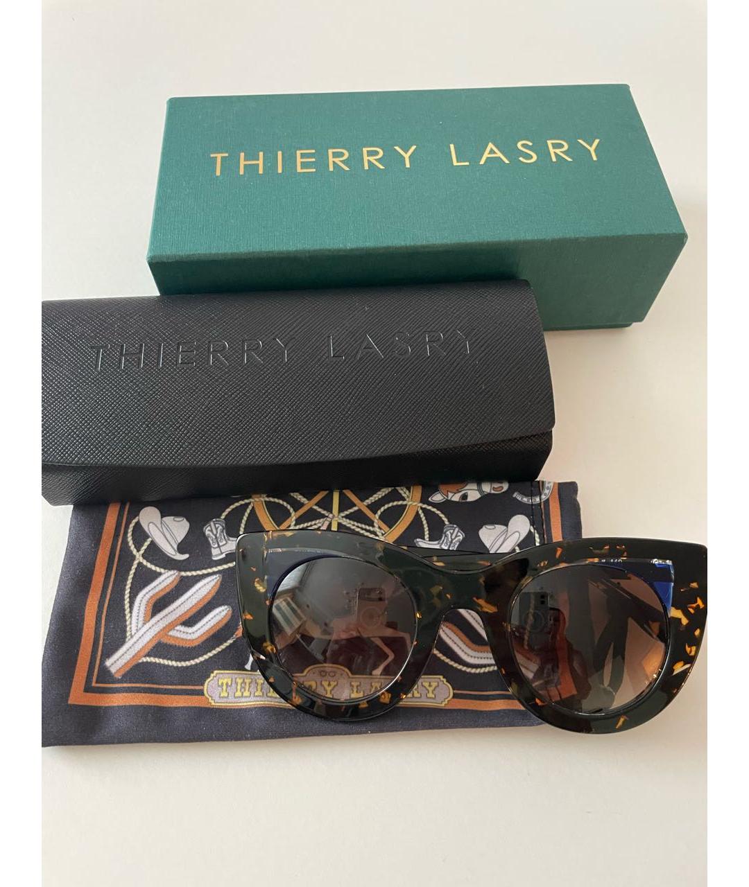 THIERRY MUGLER VINTAGE Коричневые пластиковые солнцезащитные очки, фото 4