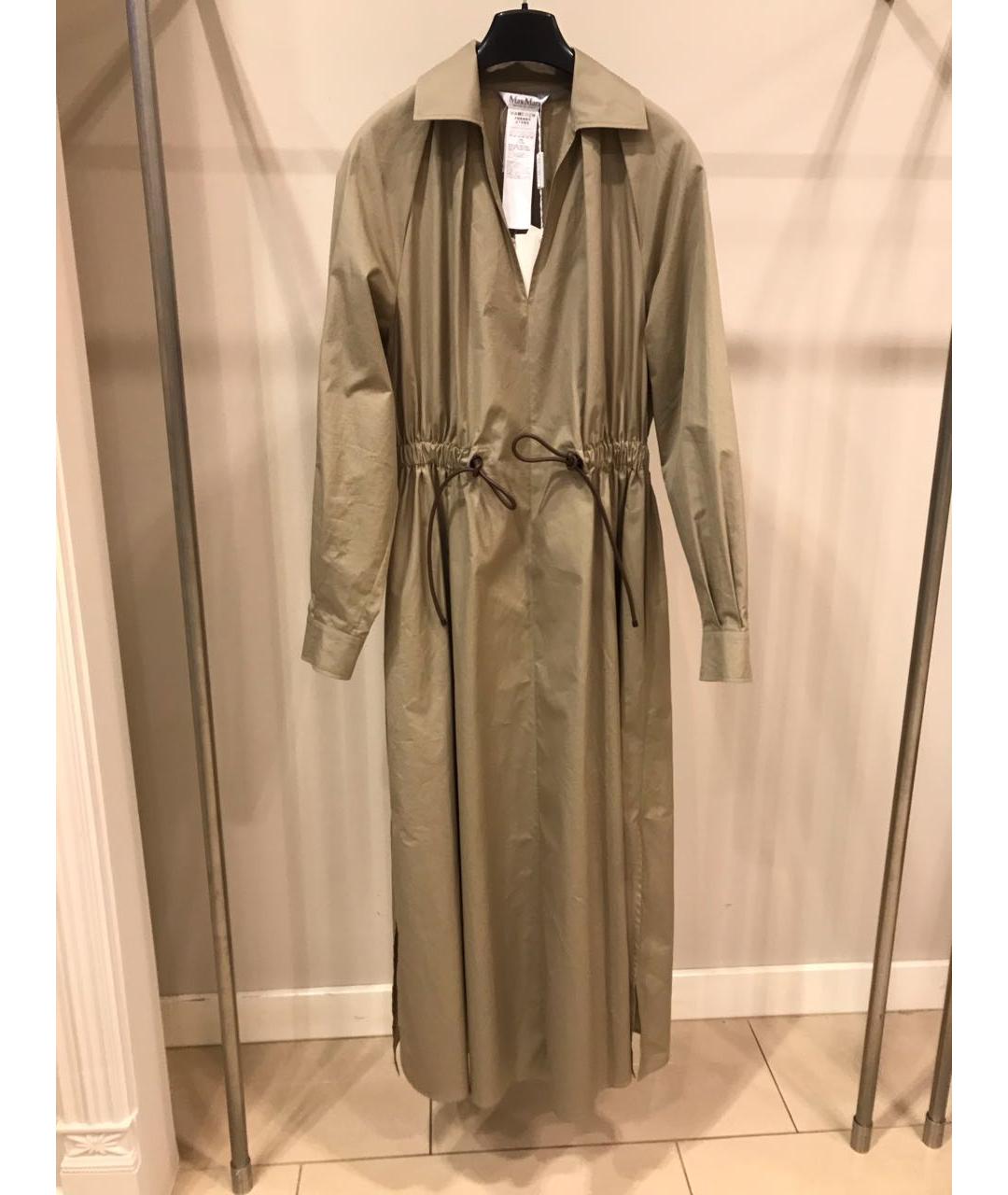 MAX MARA Хаки хлопковое повседневное платье, фото 4