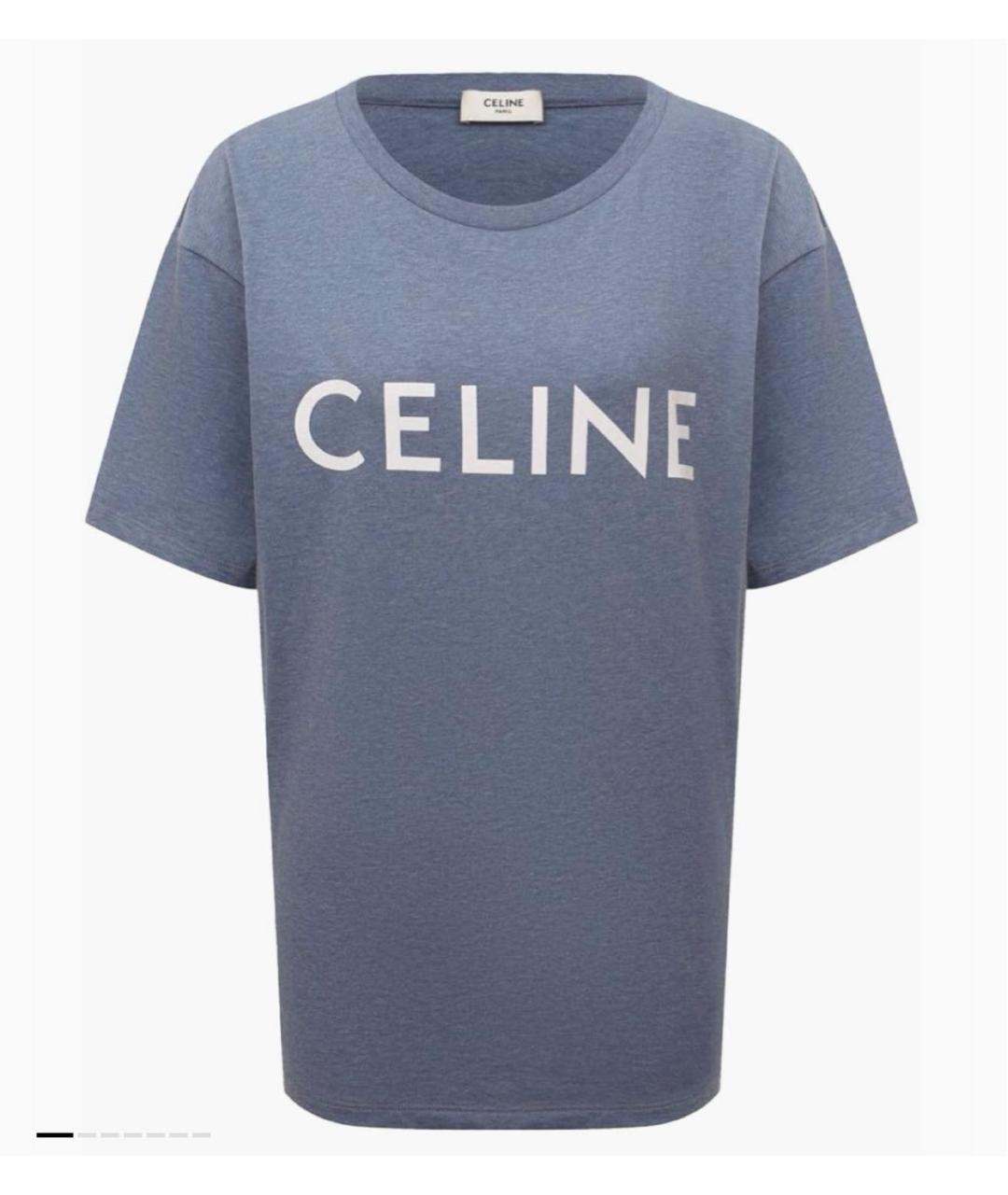 CELINE Голубая хлопковая футболка, фото 5