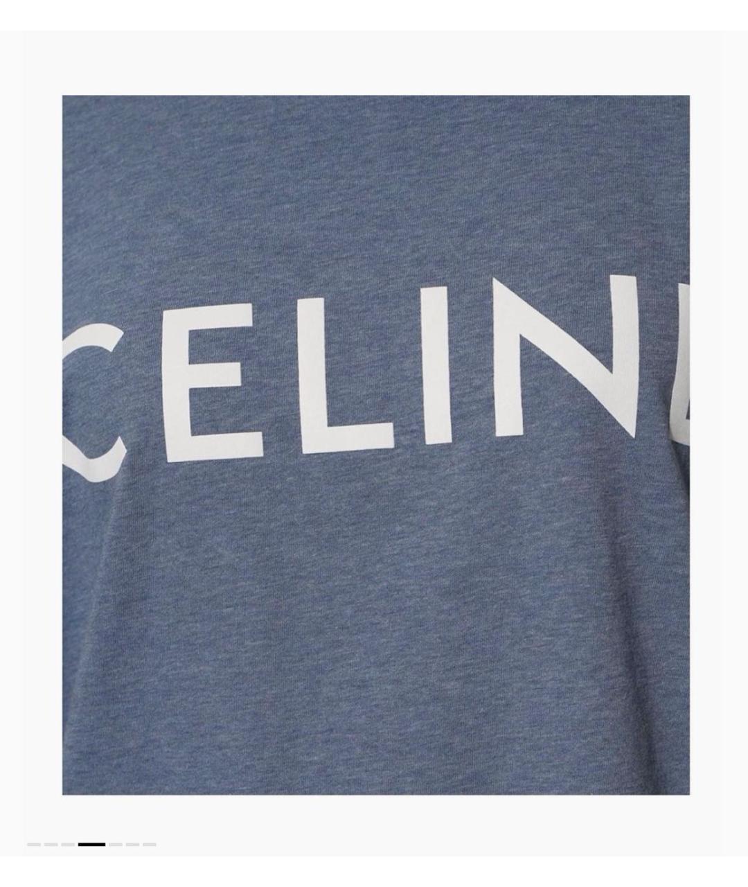 CELINE Голубая хлопковая футболка, фото 3