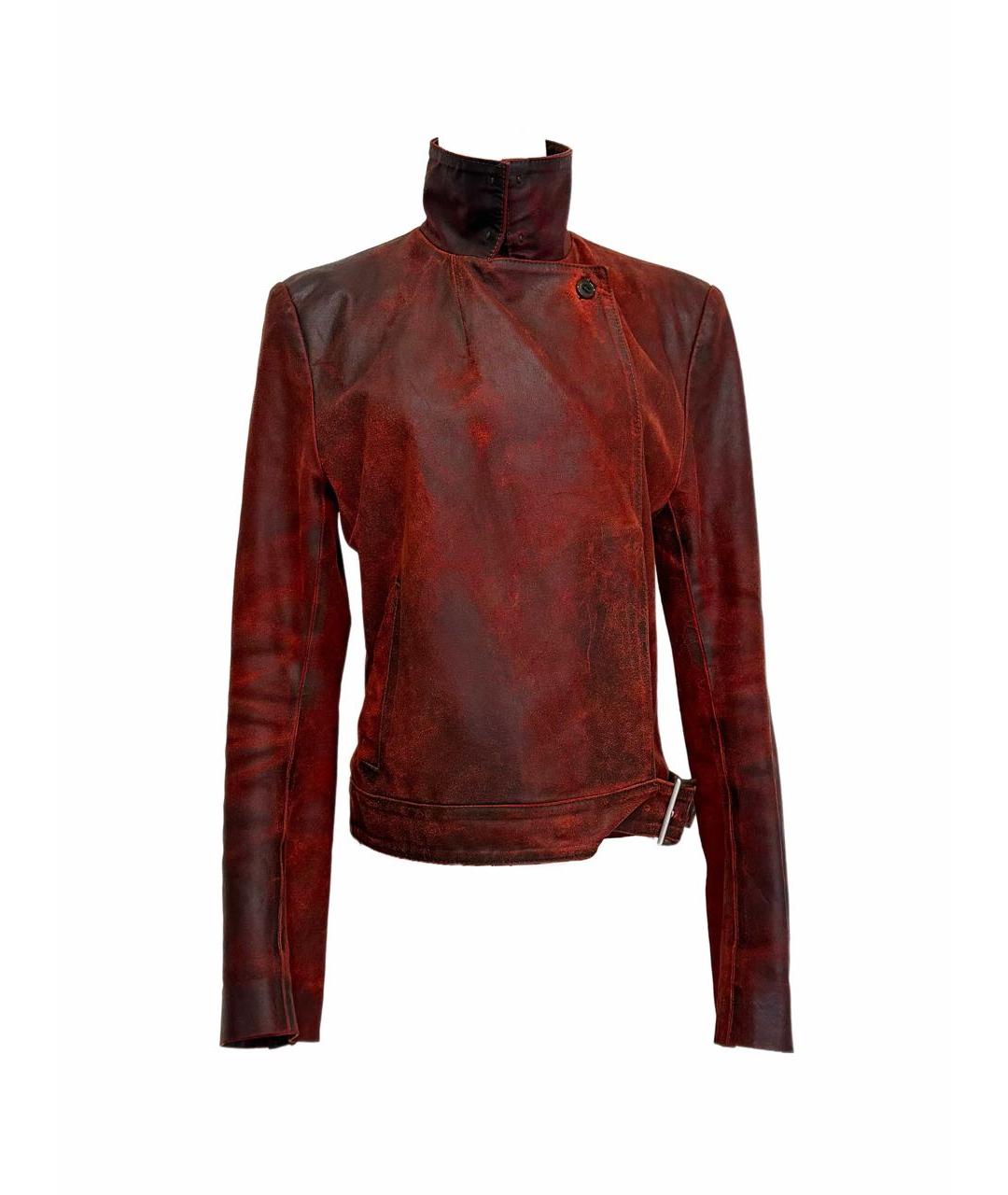 ANN DEMEULEMEESTER Бордовая кожаная куртка, фото 9