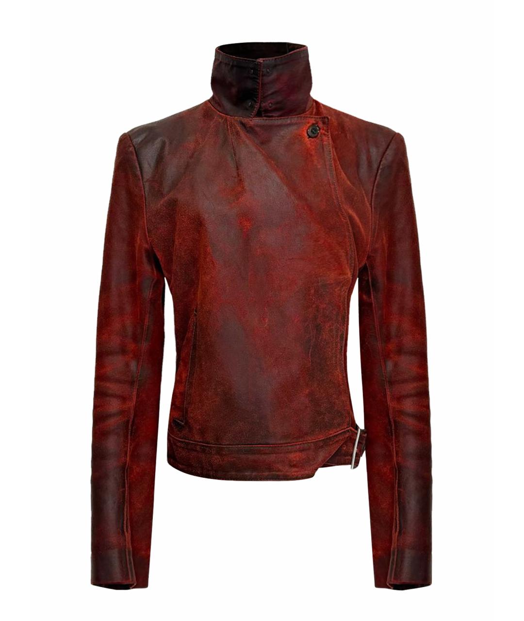 ANN DEMEULEMEESTER Бордовая кожаная куртка, фото 1