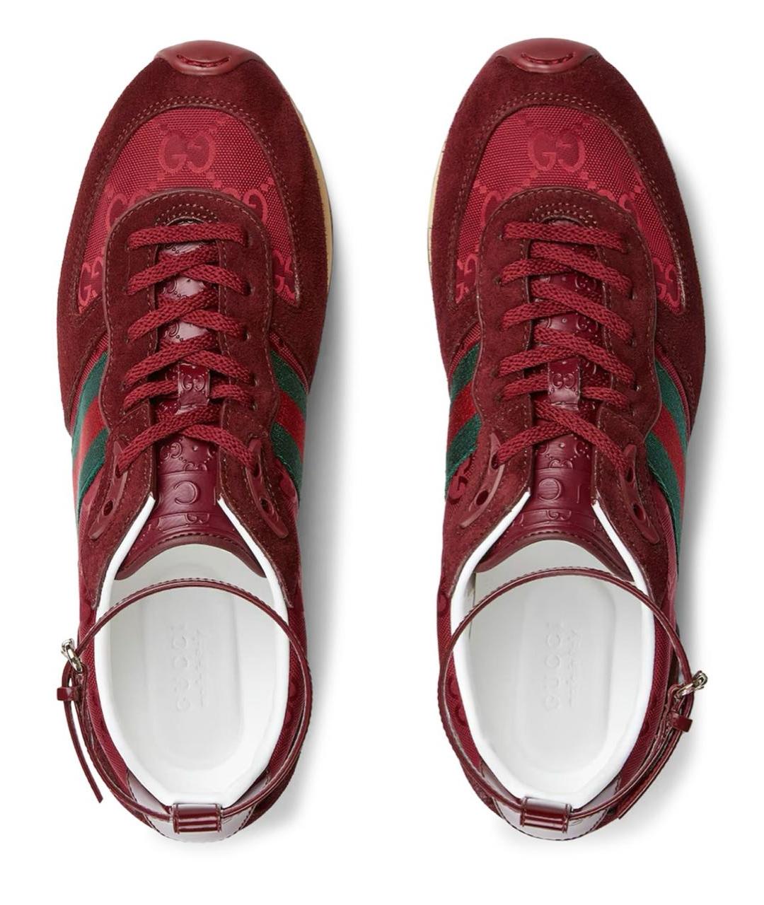 GUCCI Бордовые замшевые кроссовки, фото 3