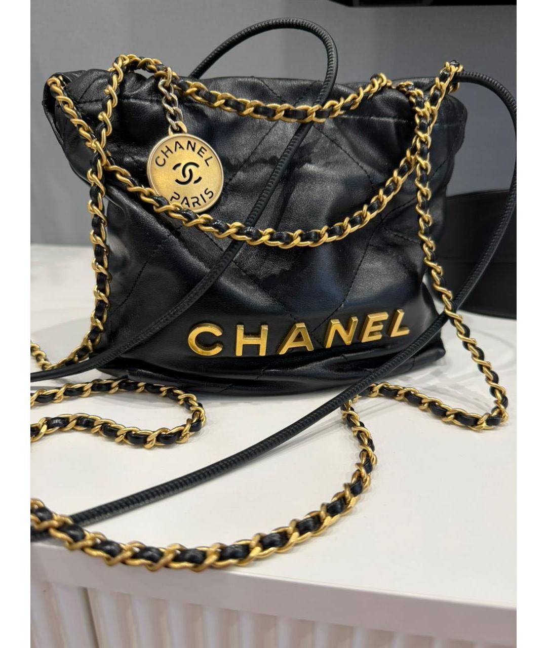 CHANEL Черная кожаная сумка тоут, фото 5