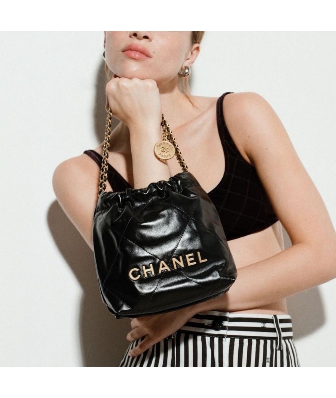 CHANEL Черная кожаная сумка тоут, фото 2