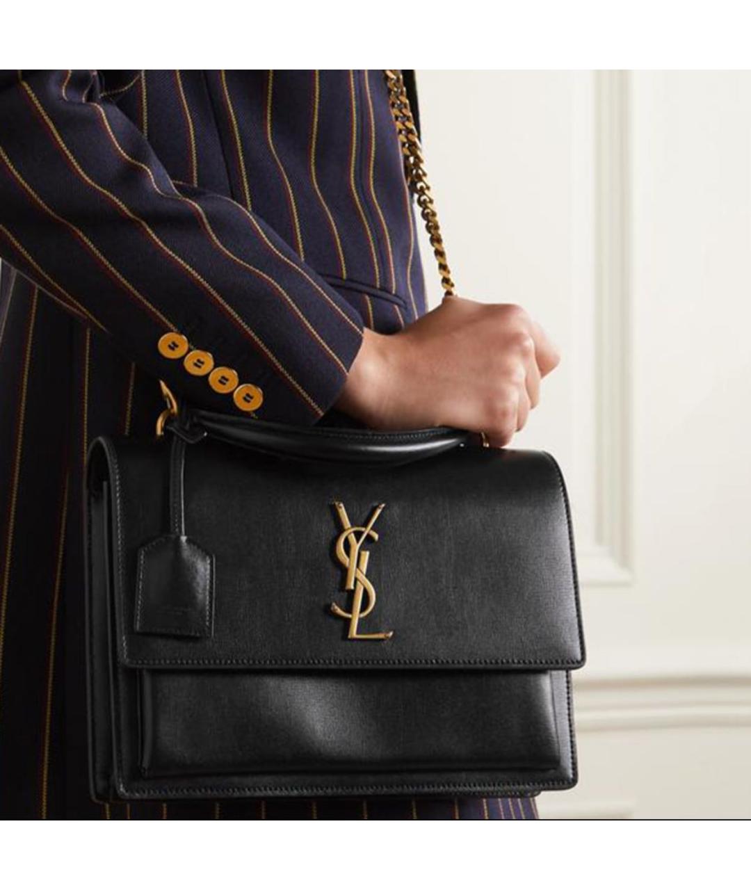 SAINT LAURENT Черная кожаная сумка через плечо, фото 6