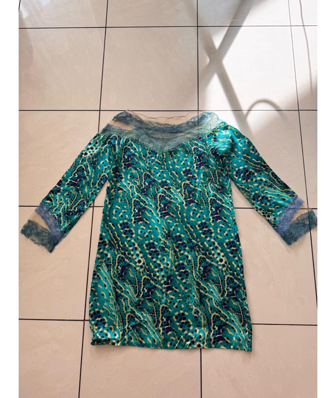 ALBERTA FERRETTI Зеленое шелковое коктейльное платье, фото 2