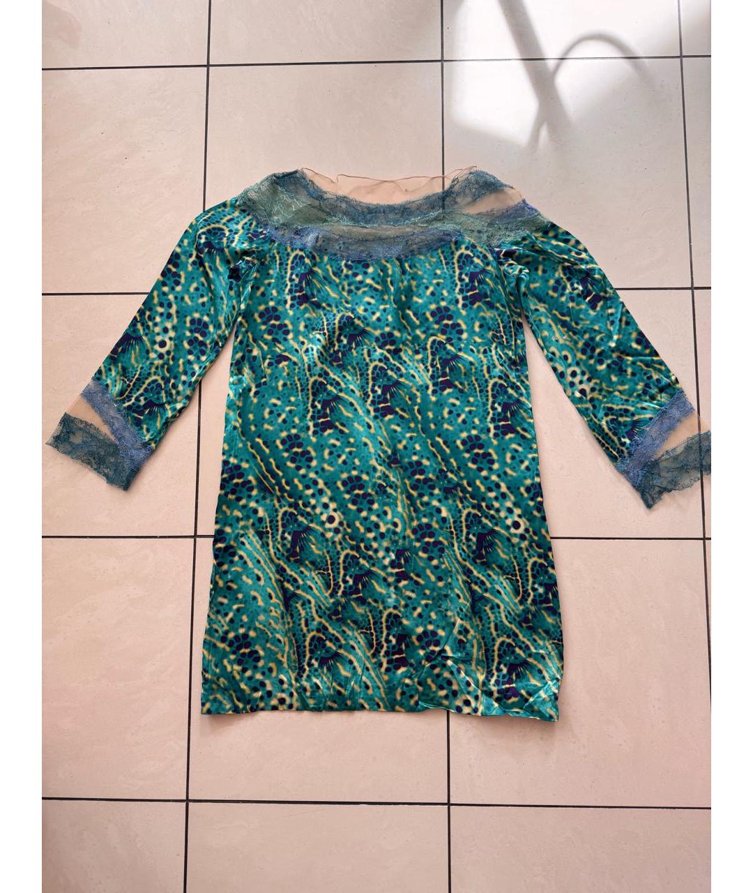 ALBERTA FERRETTI Зеленое шелковое коктейльное платье, фото 4
