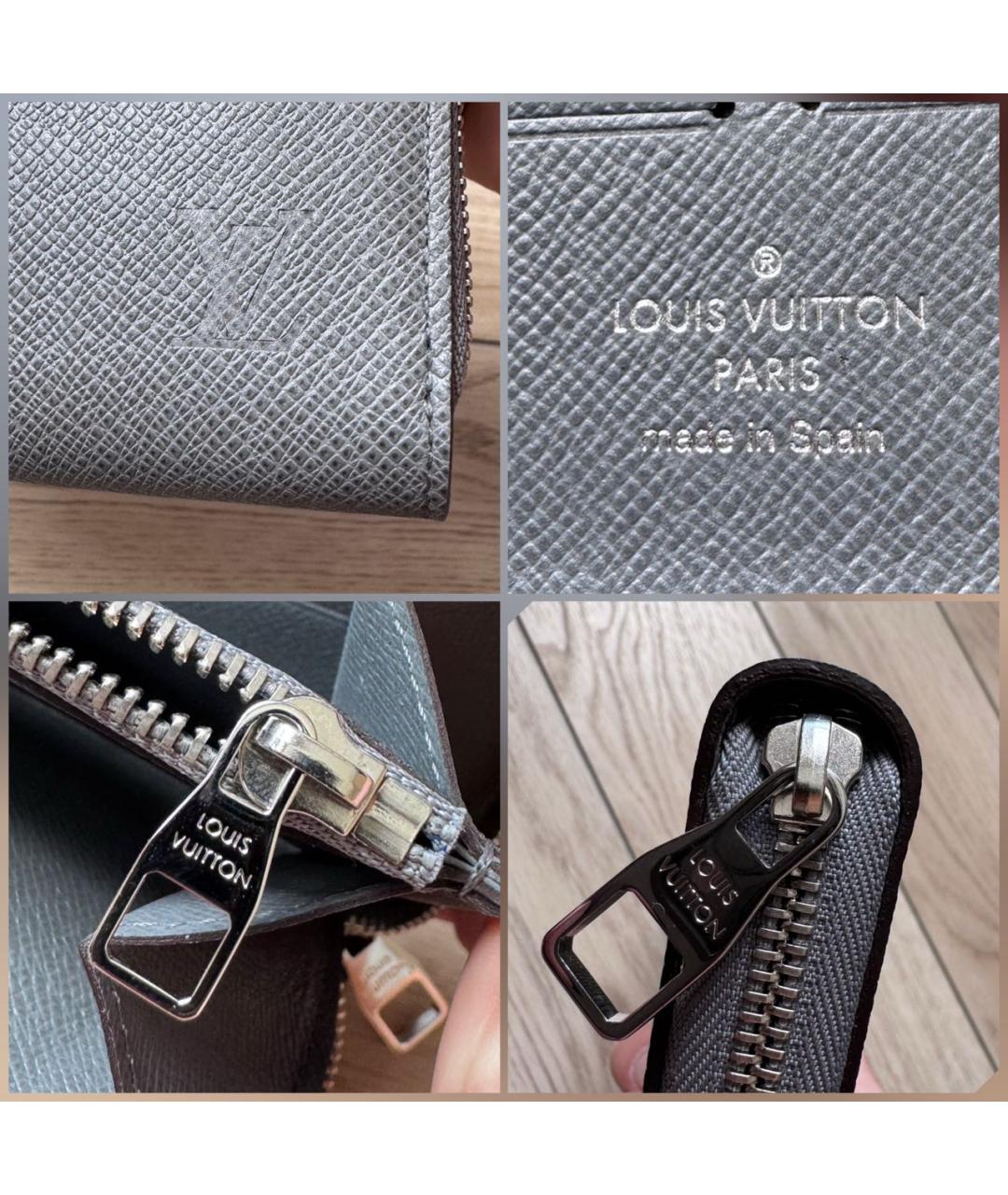 LOUIS VUITTON Серый кожаный кошелек, фото 8