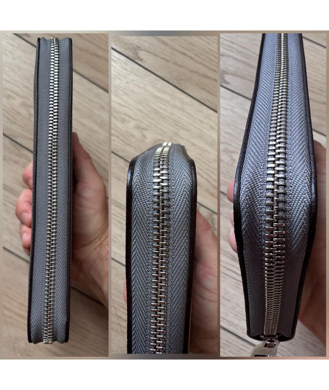 LOUIS VUITTON Серый кожаный кошелек, фото 6