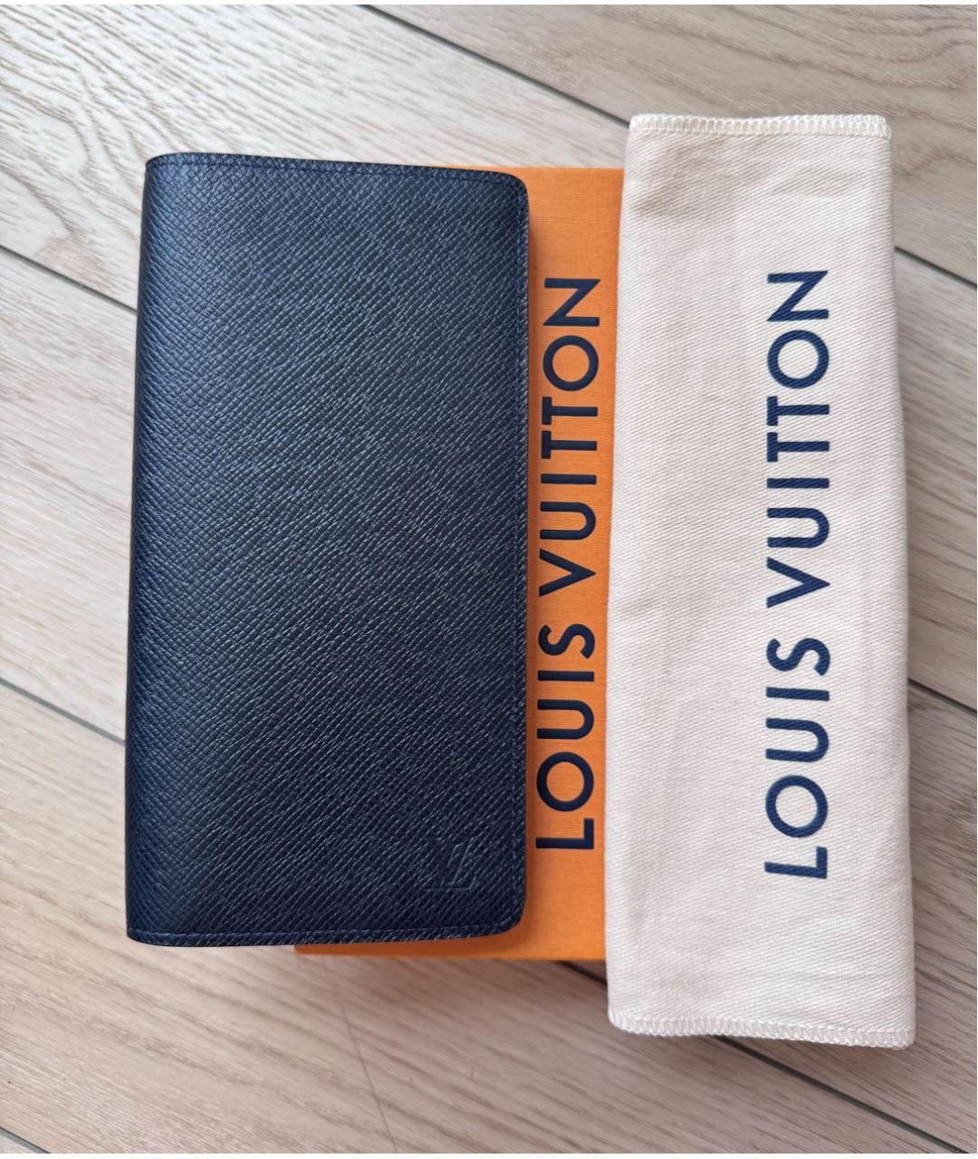 LOUIS VUITTON Черный кожаный кошелек, фото 2
