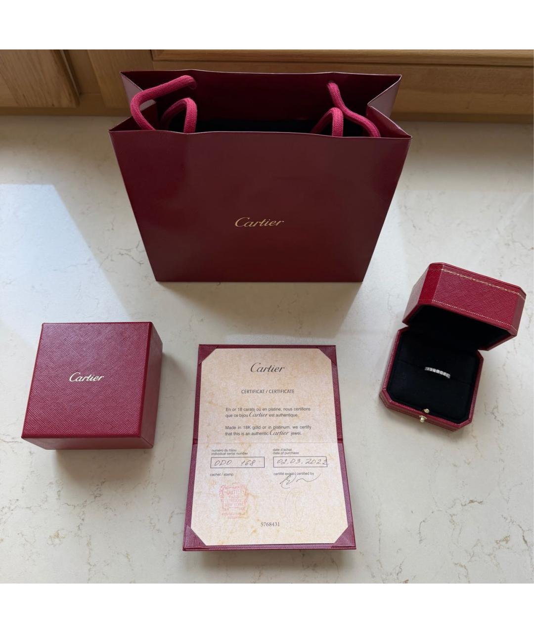 CARTIER Белое платиновое кольцо, фото 3