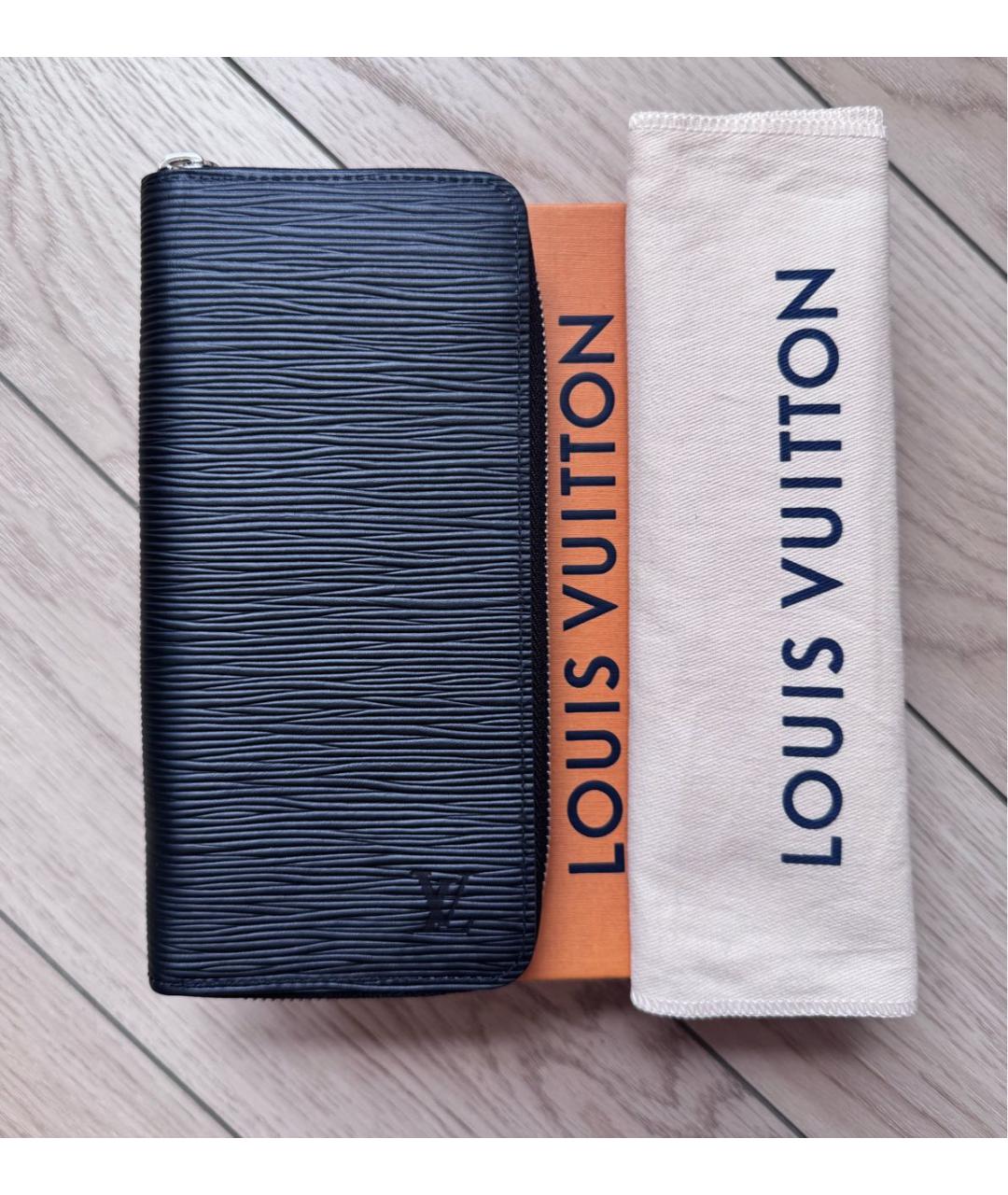 LOUIS VUITTON Черный кожаный кошелек, фото 9