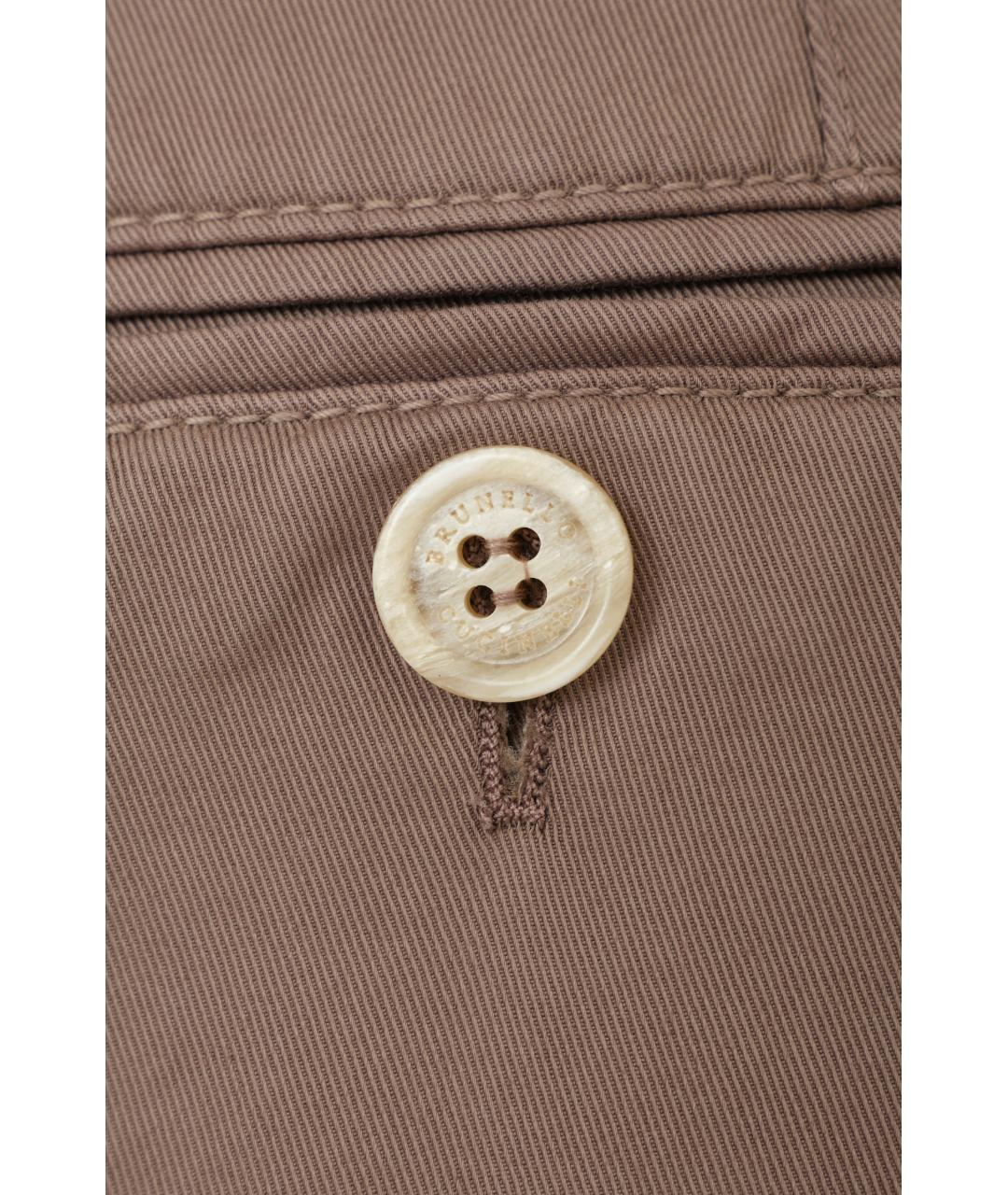 BRUNELLO CUCINELLI Серые хлопковые классические брюки, фото 4