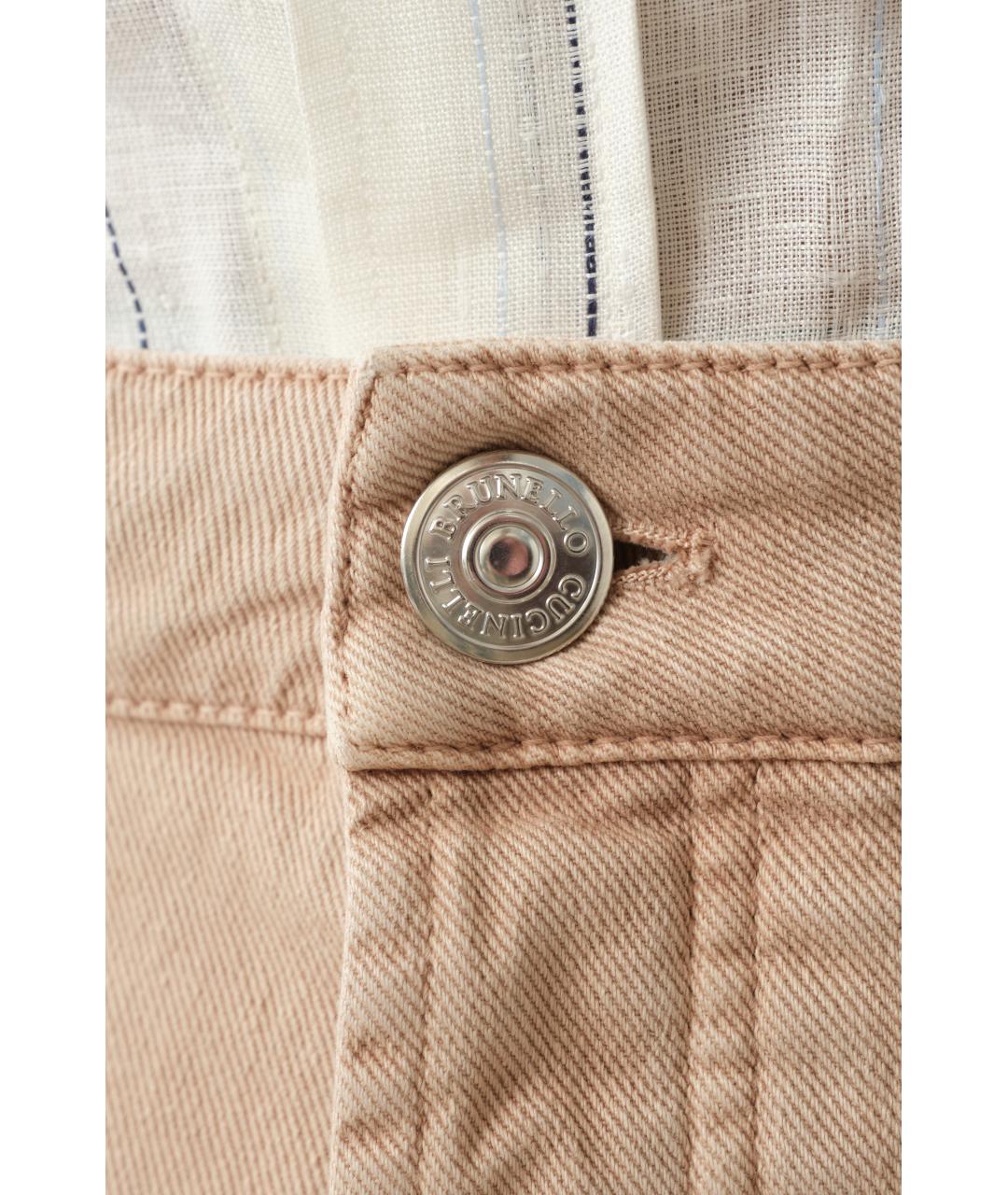 BRUNELLO CUCINELLI Бежевые хлопковые прямые джинсы, фото 5