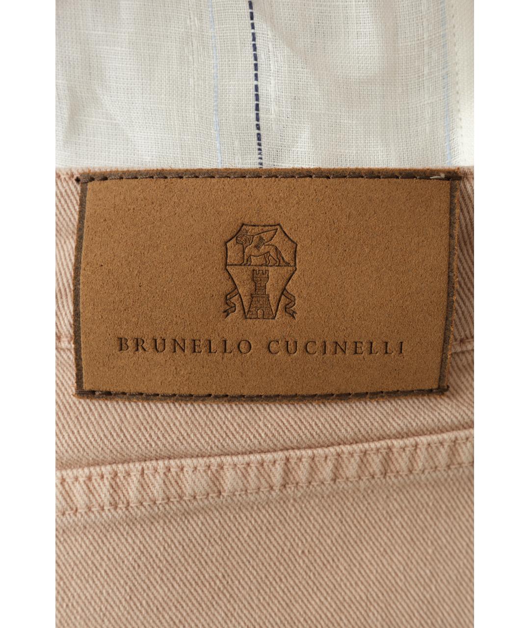 BRUNELLO CUCINELLI Бежевые хлопковые прямые джинсы, фото 4