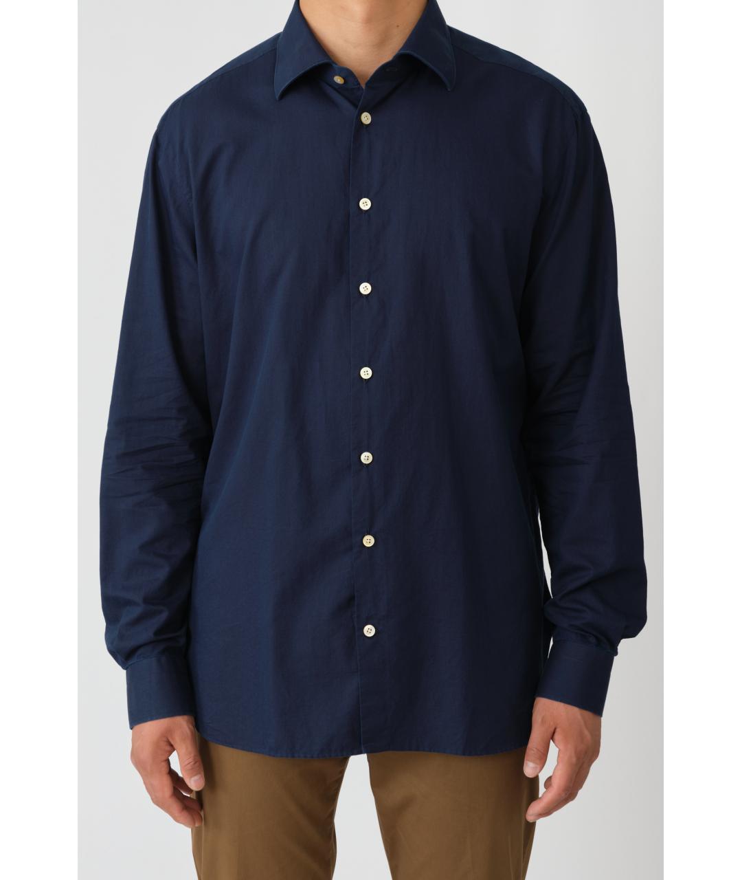 KITON Темно-синяя хлопковая кэжуал рубашка, фото 7