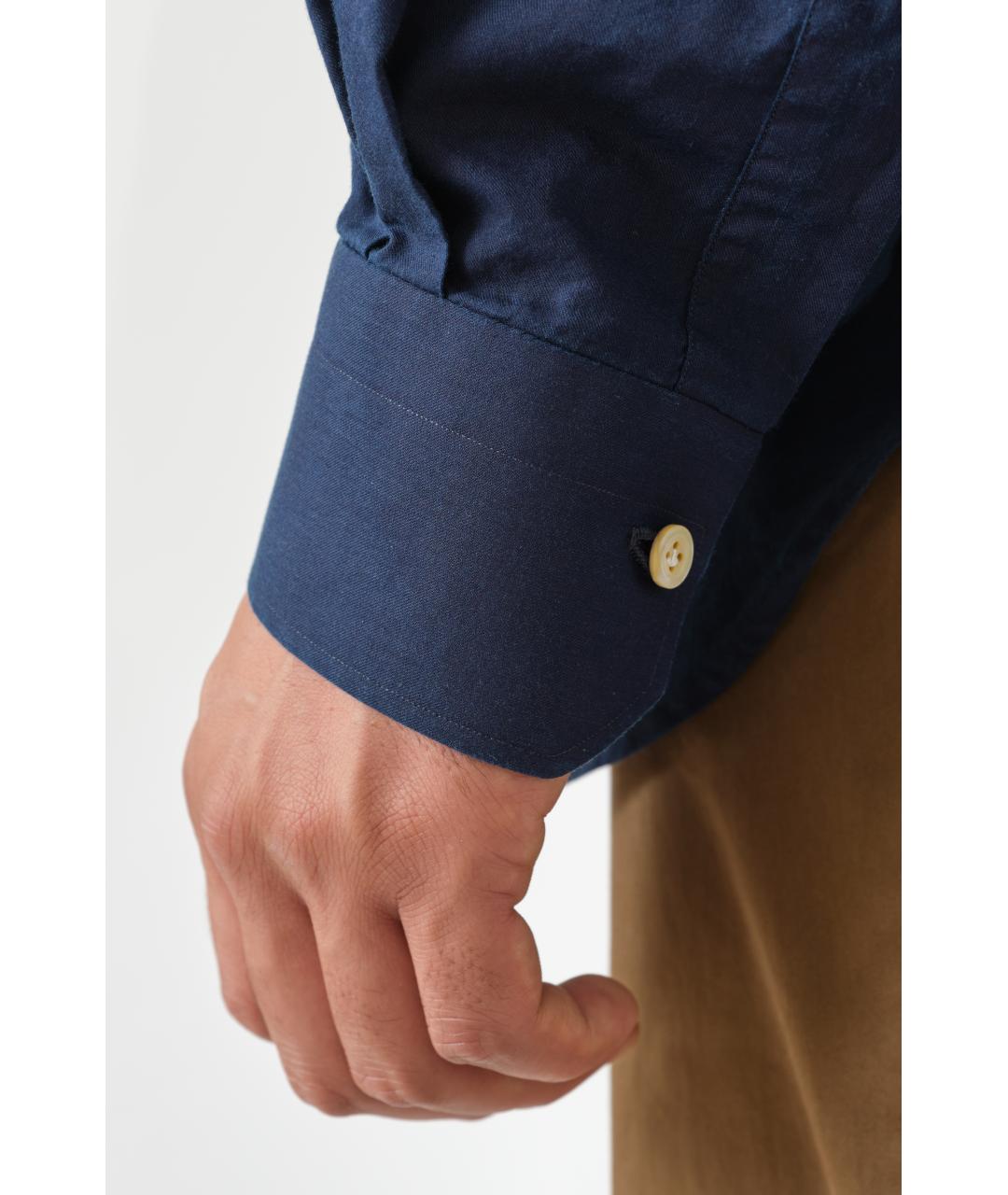 KITON Темно-синяя хлопковая кэжуал рубашка, фото 5