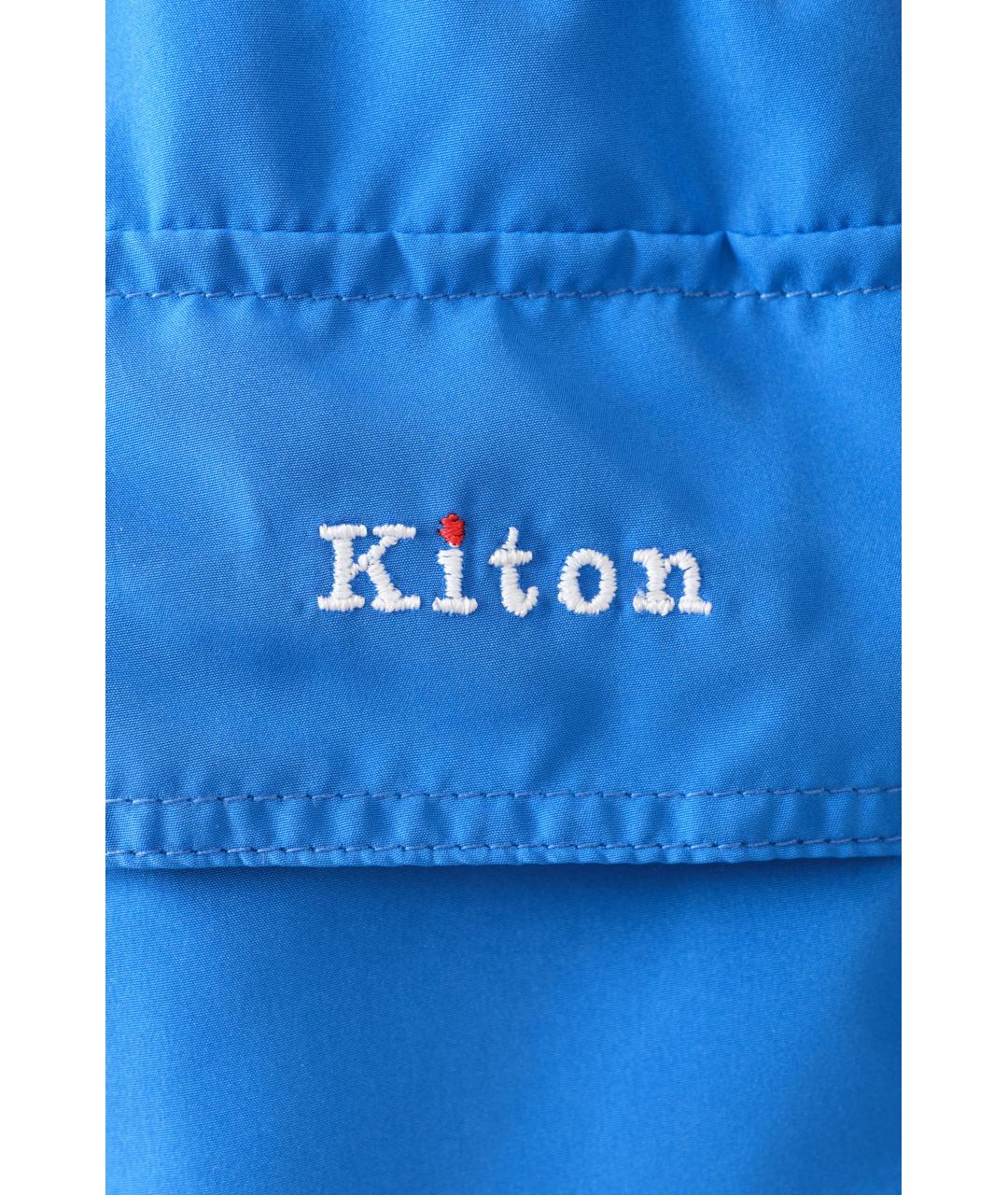 KITON Темно-синие полиэстеровые шорты, фото 4