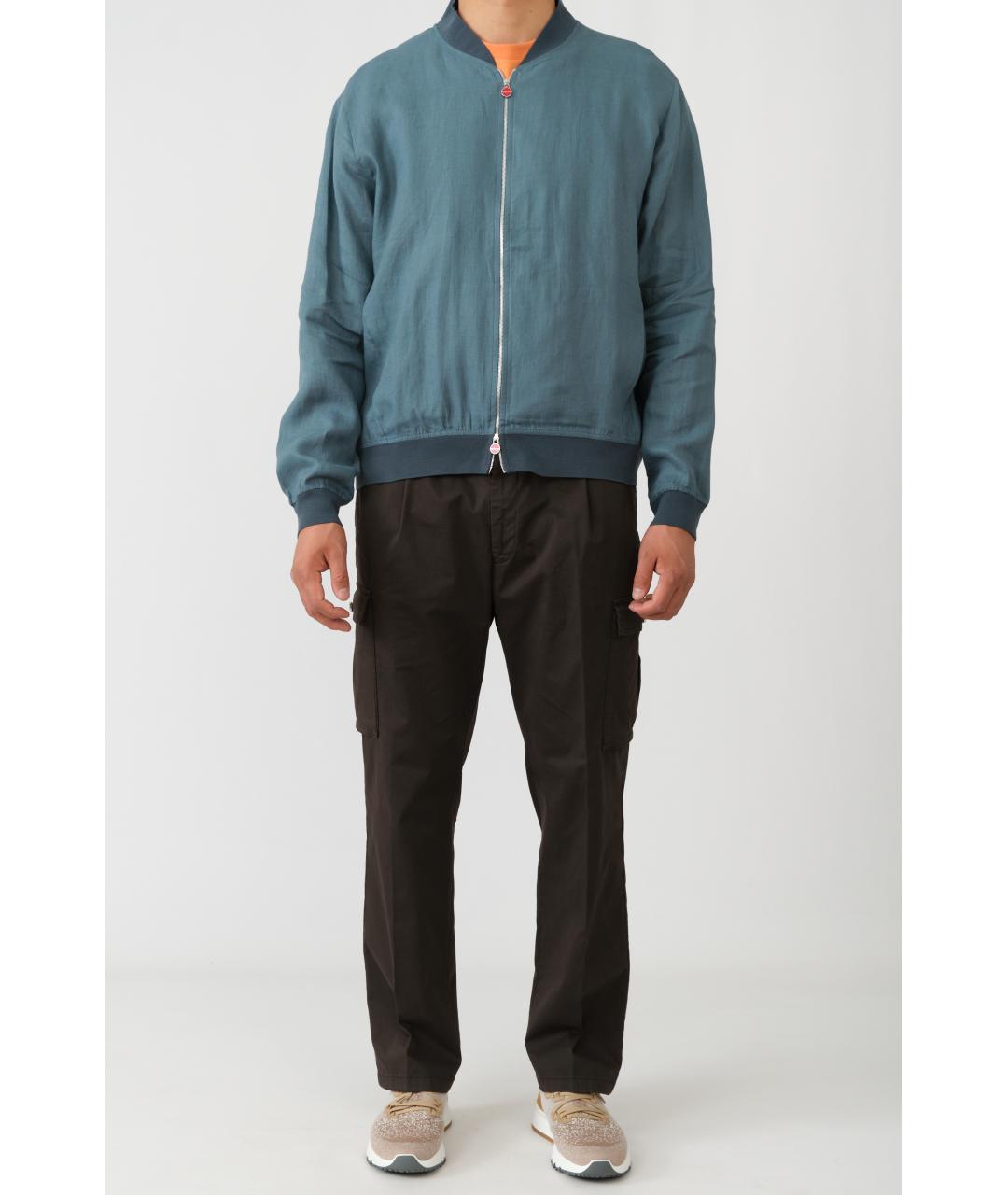 KITON Бирюзовая льняная куртка, фото 2