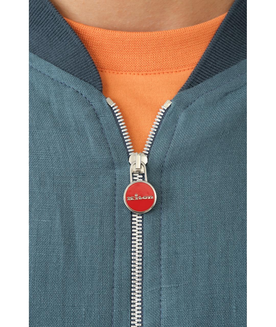 KITON Бирюзовая льняная куртка, фото 5