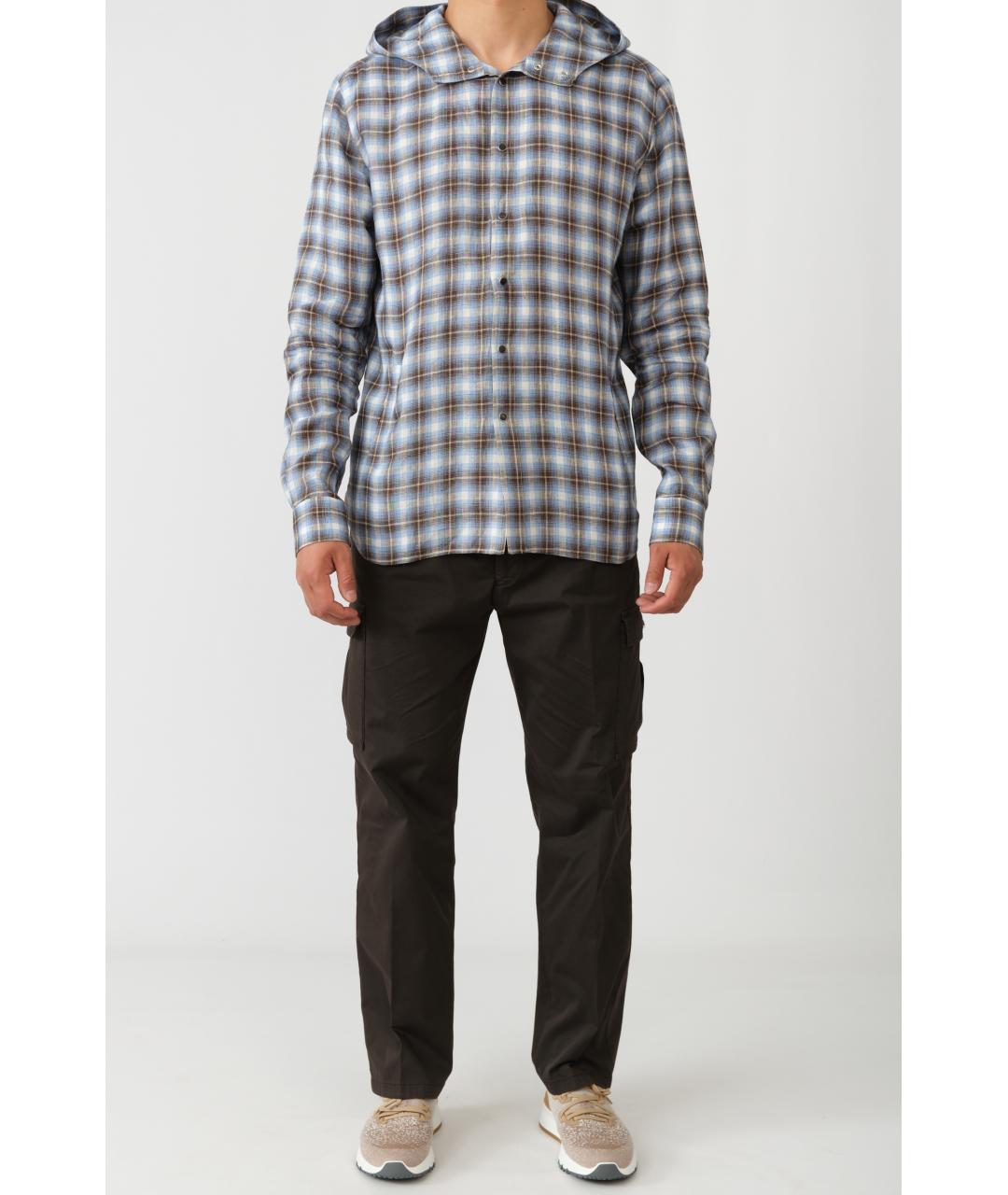 KITON Коричневая льняная кэжуал рубашка, фото 6