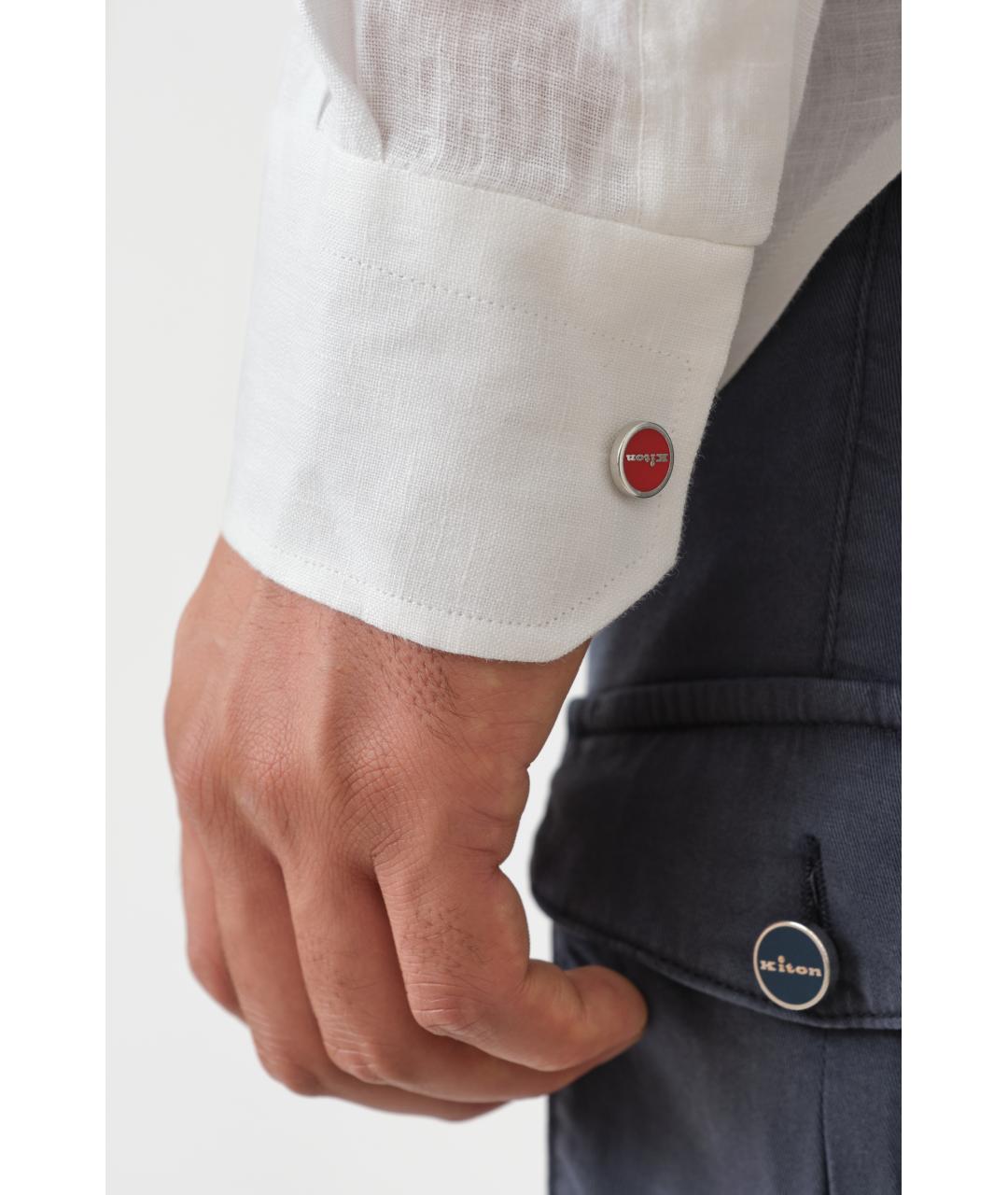 KITON Белая льняная кэжуал рубашка, фото 5