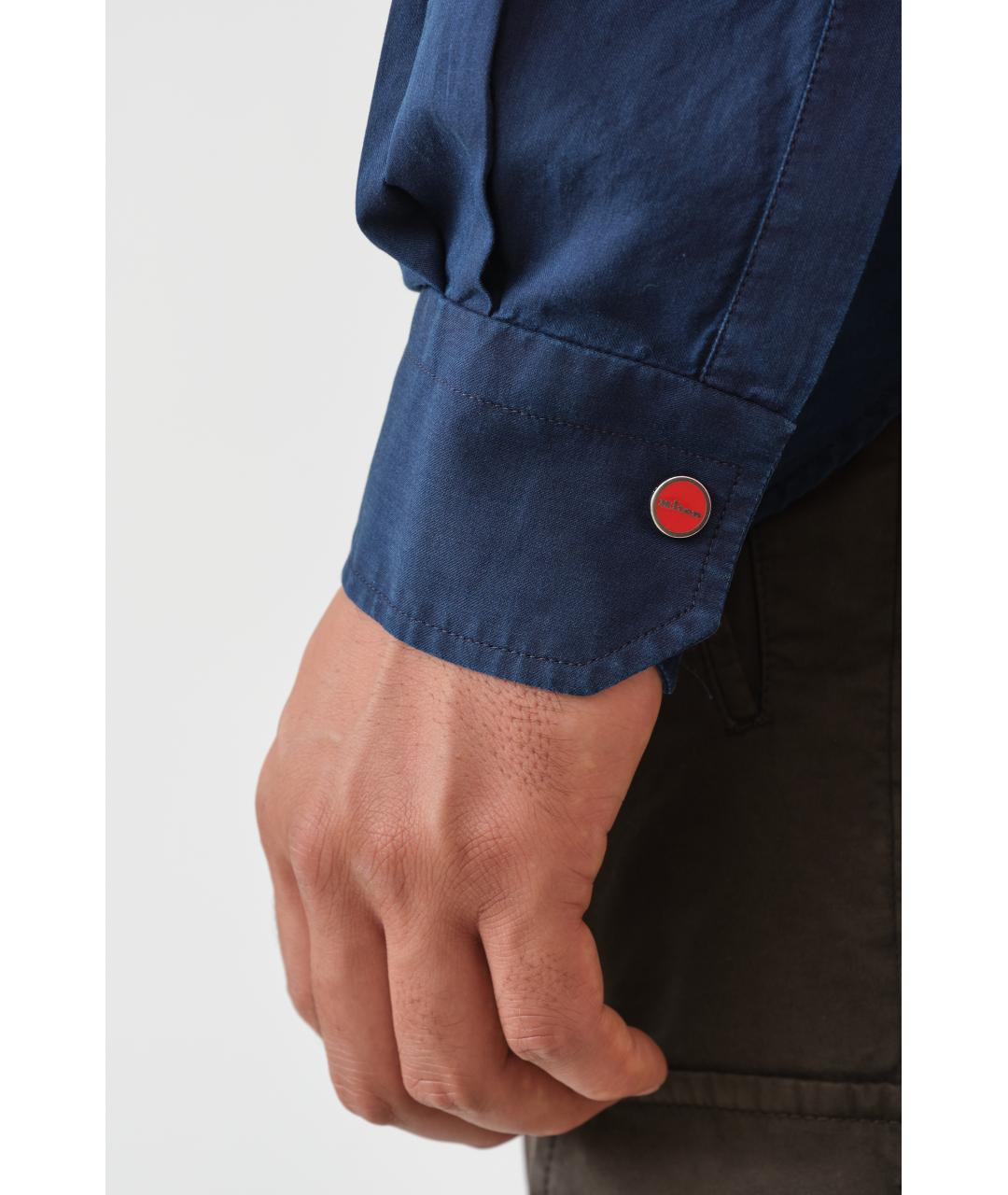 KITON Темно-синяя хлопковая кэжуал рубашка, фото 5