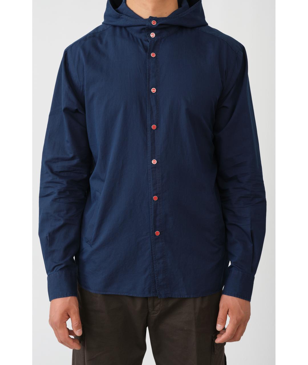 KITON Темно-синяя хлопковая кэжуал рубашка, фото 6