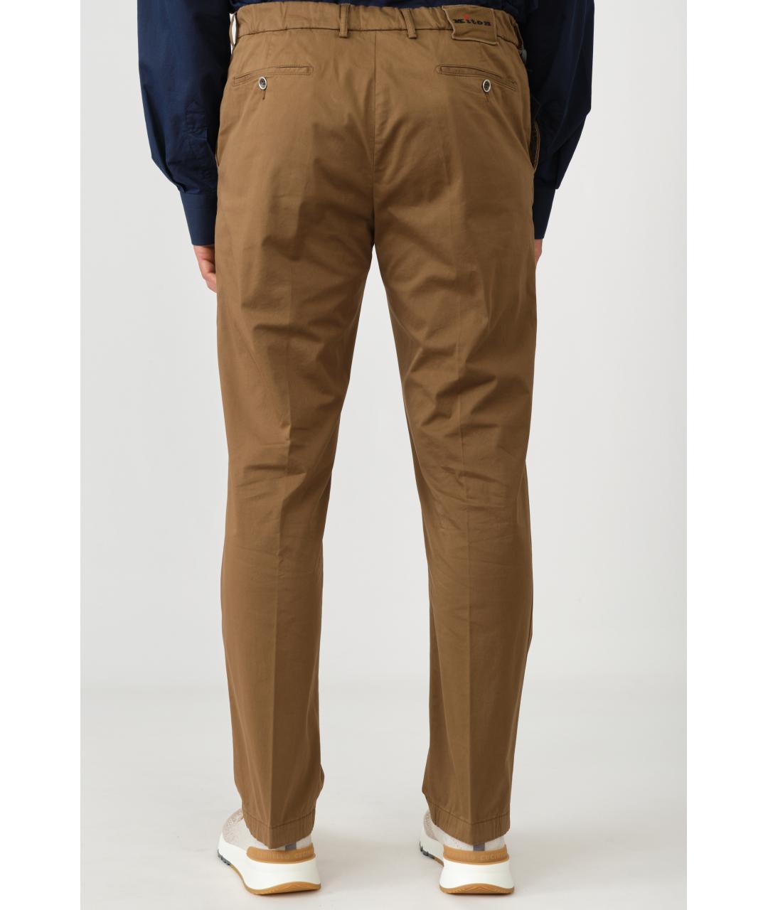 KITON Коричневые хлопковые повседневные брюки, фото 3