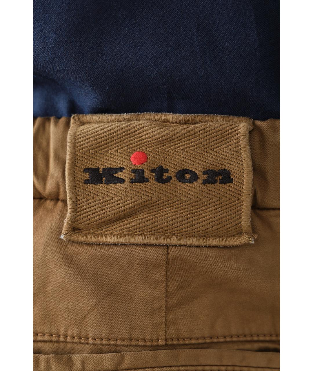 KITON Коричневые хлопковые повседневные брюки, фото 4