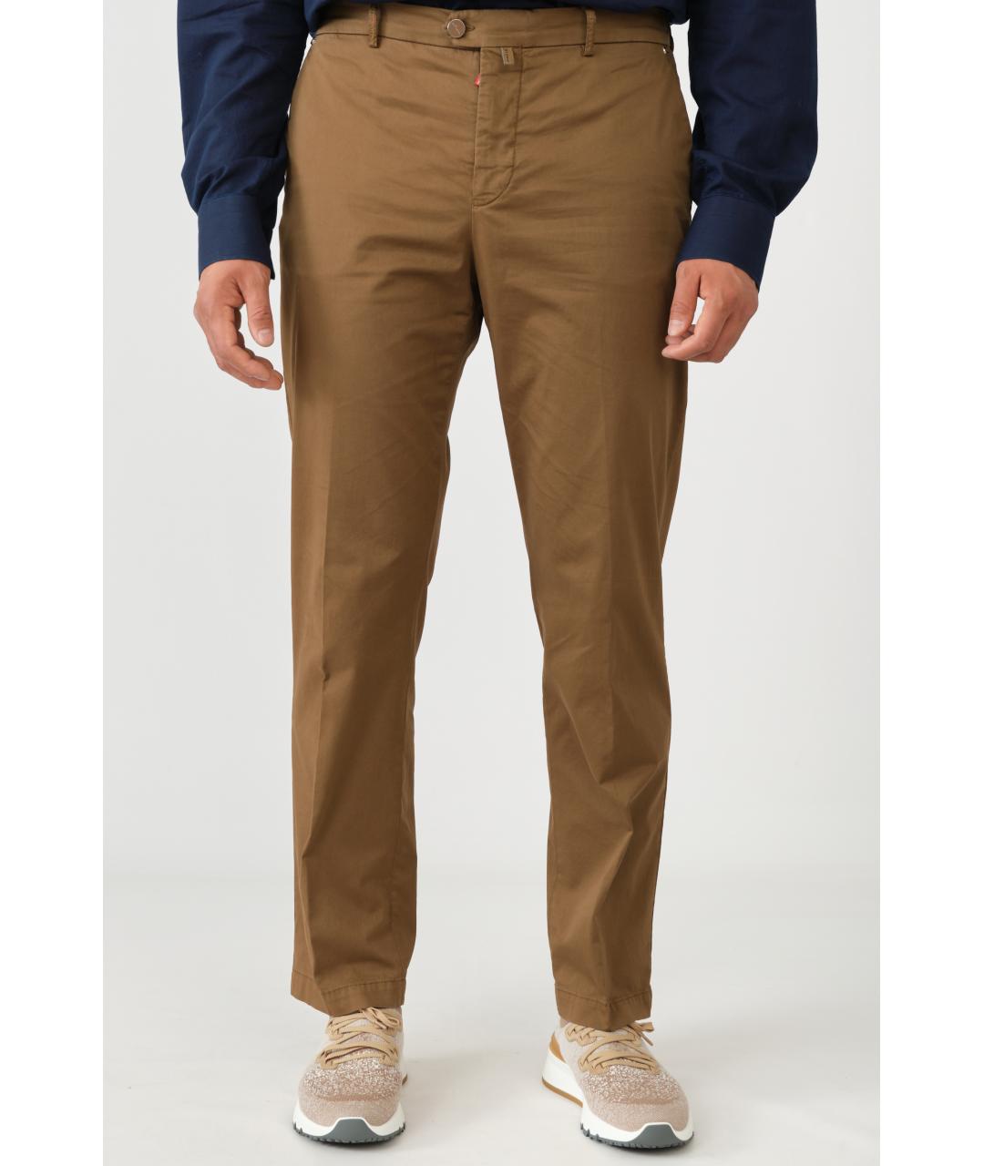 KITON Коричневые хлопковые повседневные брюки, фото 6
