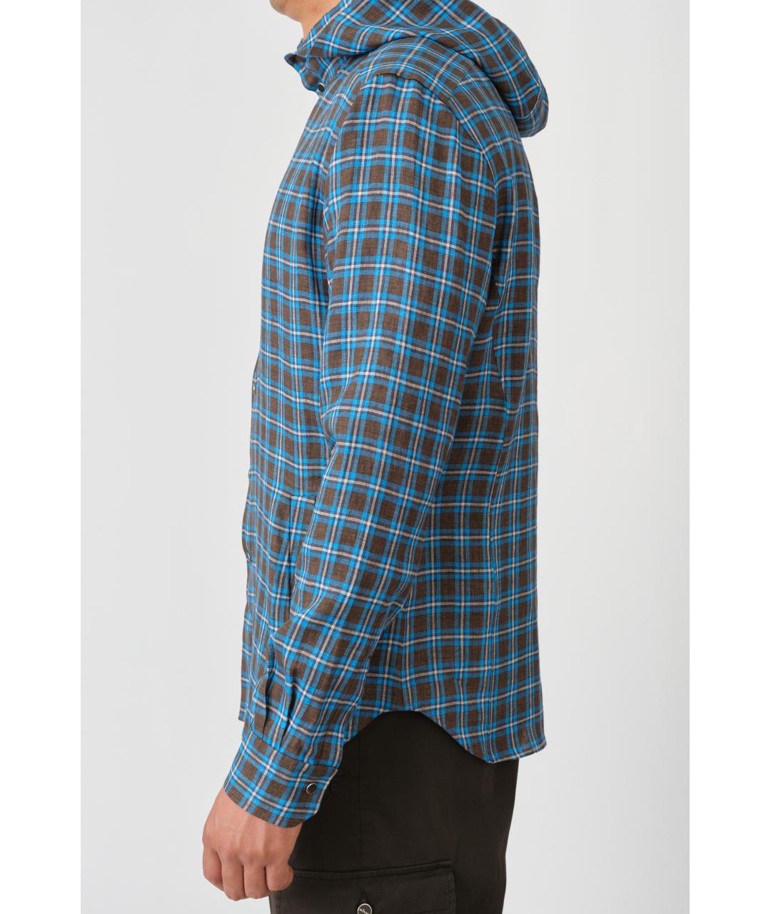 KITON Синяя льняная кэжуал рубашка, фото 3