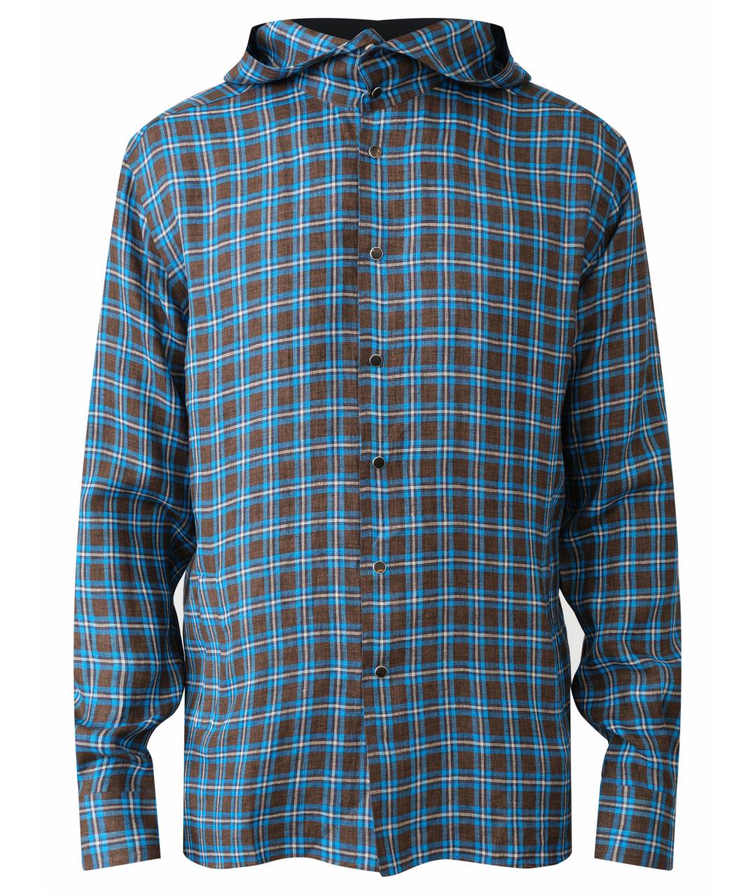 KITON Синяя льняная кэжуал рубашка, фото 1