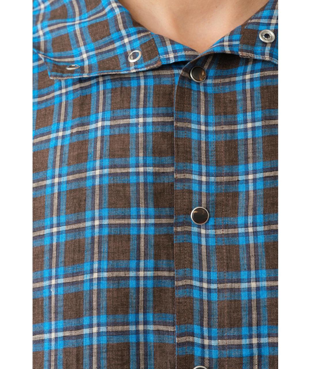 KITON Синяя льняная кэжуал рубашка, фото 6